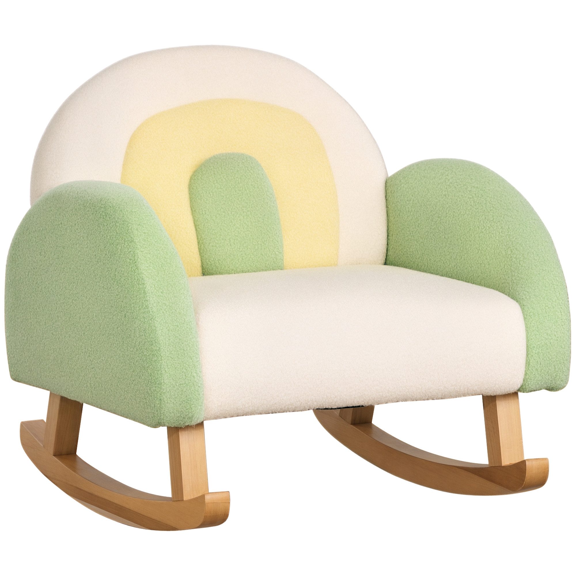 HOMCOM Kindersessel Schaukelstuhl für Kleinkinder Niedliches Design, Schaffell-Imitat Grün (Kindersofa, 1-St., Kindercouch), Grün 50 x 45 x 44 cm