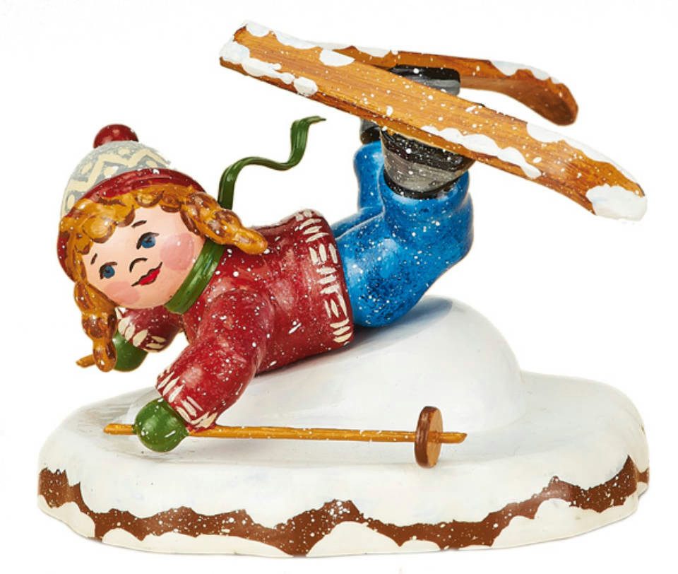 Hubrig Volkskunst Zschorlau Erzgebirge Sammelfigur Hubrig Winterkind Bauchlandung