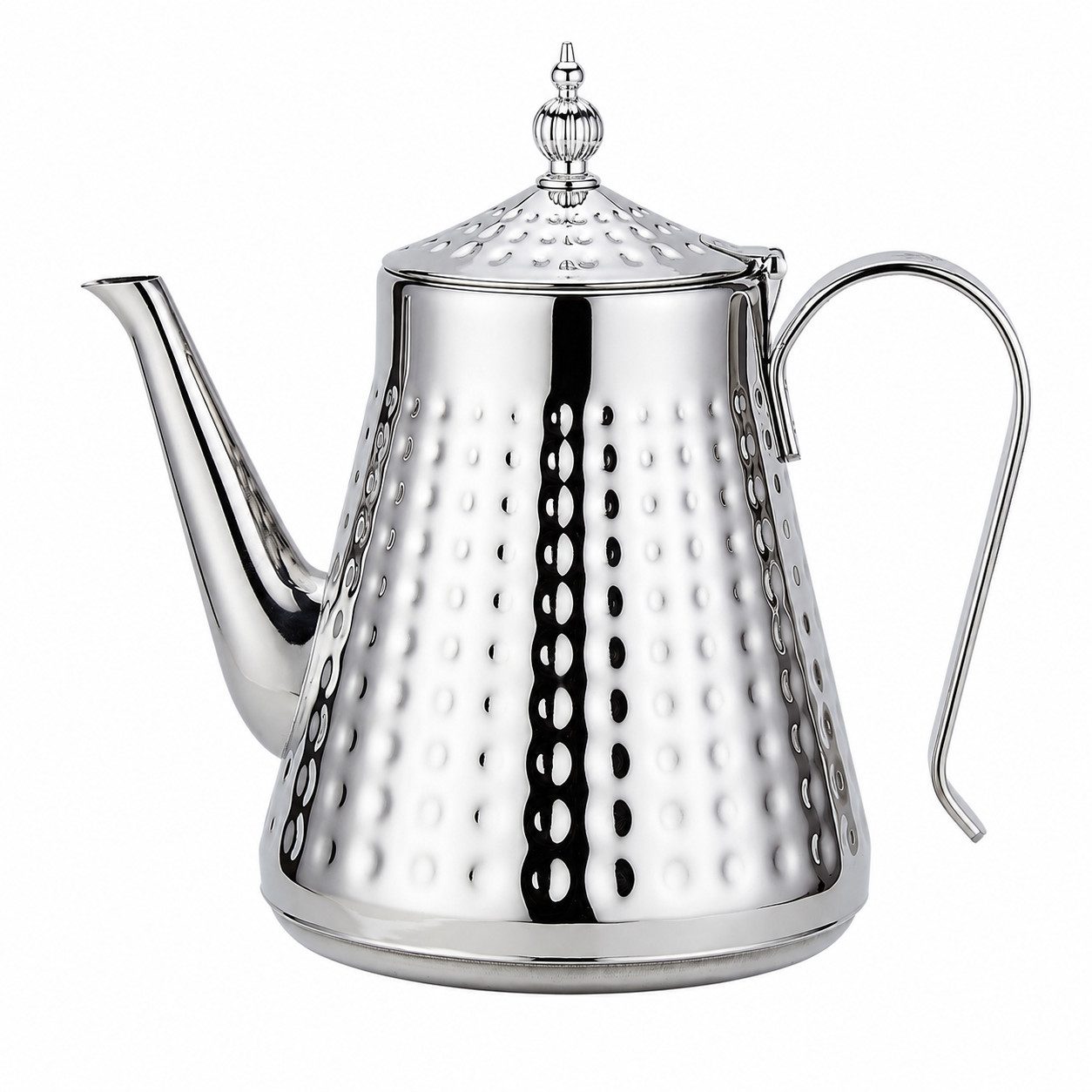 Tekoo Teekanne Edelstahl Siebeinsatz 1700ml, Induktions-Wasserkessel mit Hammerschlag, Induktionsgeeignet, herausnehmbares Sieb, Hammerschlag, rostfrei