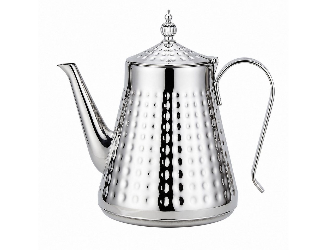 Tekoo Teekanne Edelstahl Siebeinsatz 1700ml, Induktions-Wasserkessel mit Hammerschlag, Induktionsgeeignet, herausnehmbares Sieb, Hammerschlag, rostfrei