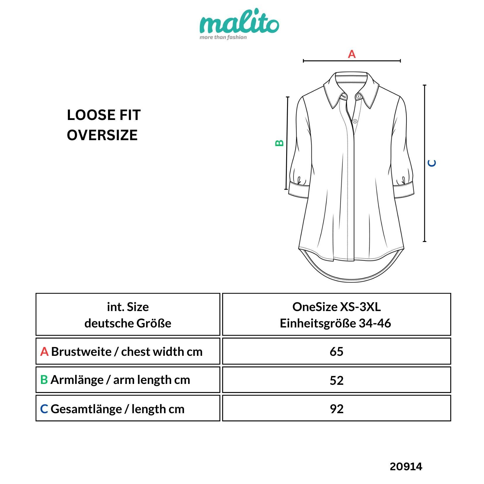 malito more than fashion Hemdbluse 20914 weicher Musselinstoff - Einheitsgröße