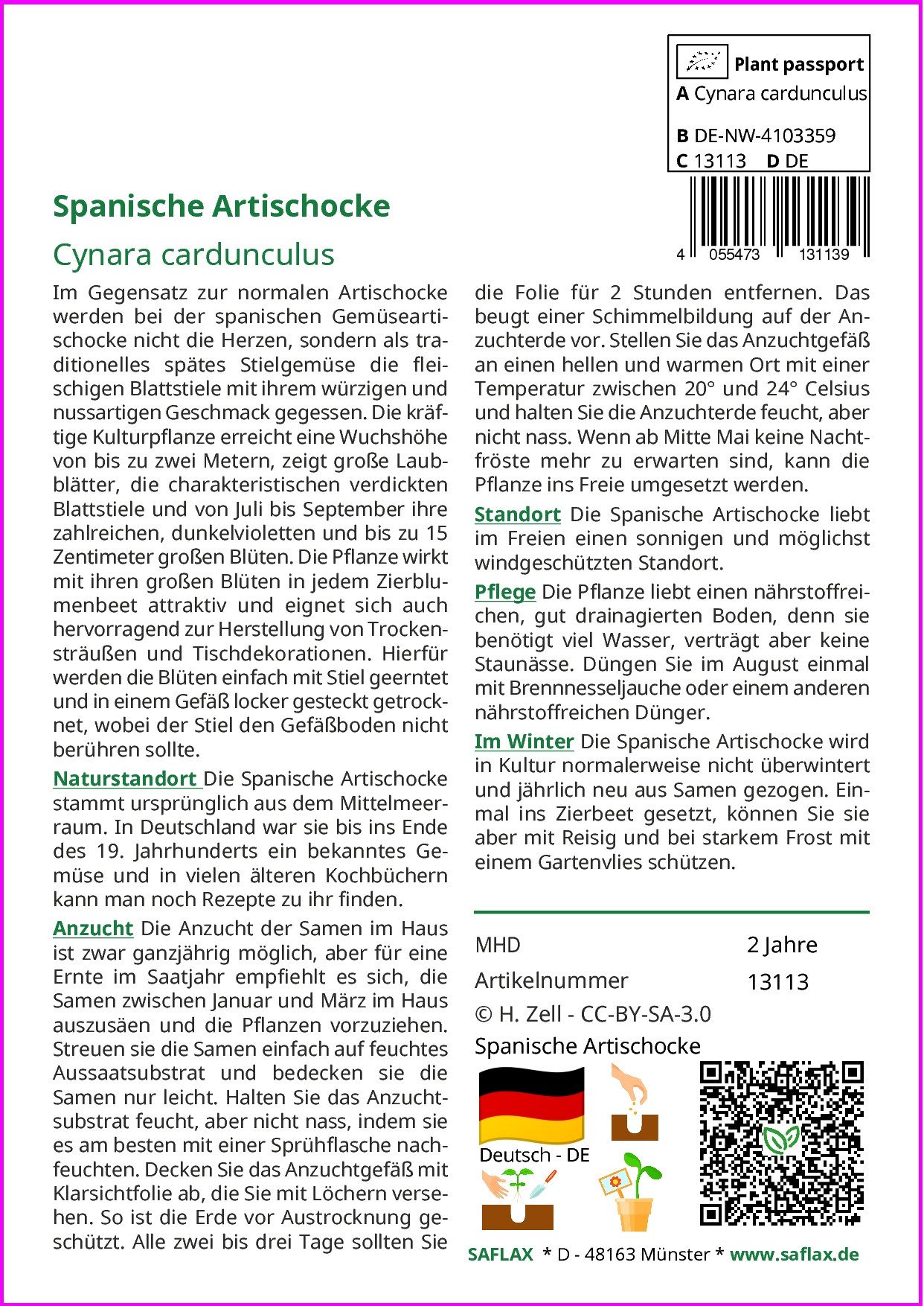 SAFLAX Gemüsesamen SAFLAX - Samen - Spanische Artischocke günstig online kaufen