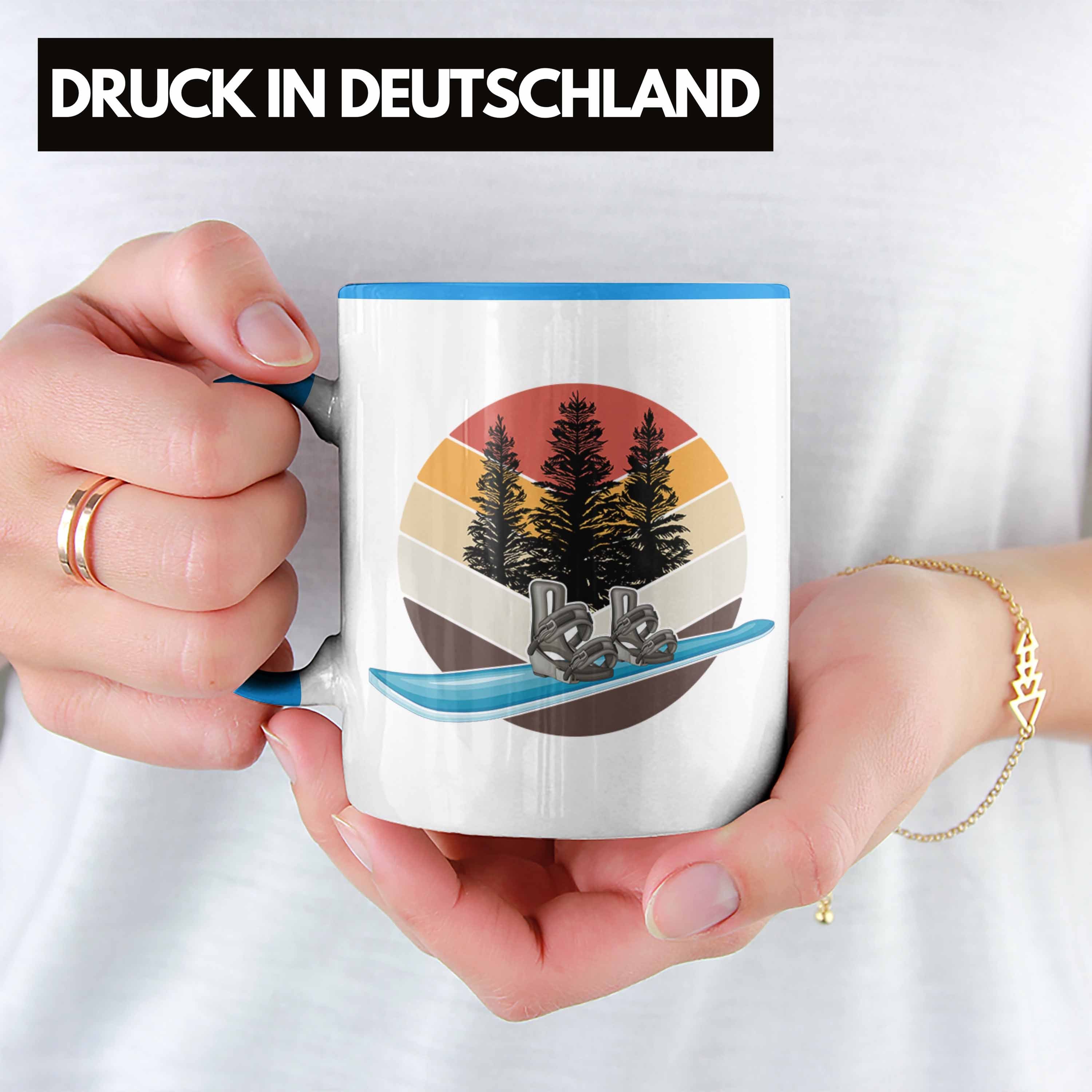 Trendation Grafik Geschenkidee Snowboardfahrer Tasse Blau Geschenk R Vintage Snowboard Tasse