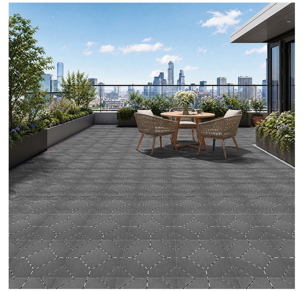 PFCTART Terrassendielen 44er Set Kunststoff-Verlegeplatten 30x30 cm – Klickfliesen, 3,96 m², BxL: je 30x30 cm, 20 mm Stärke, (Set, 44-St., …