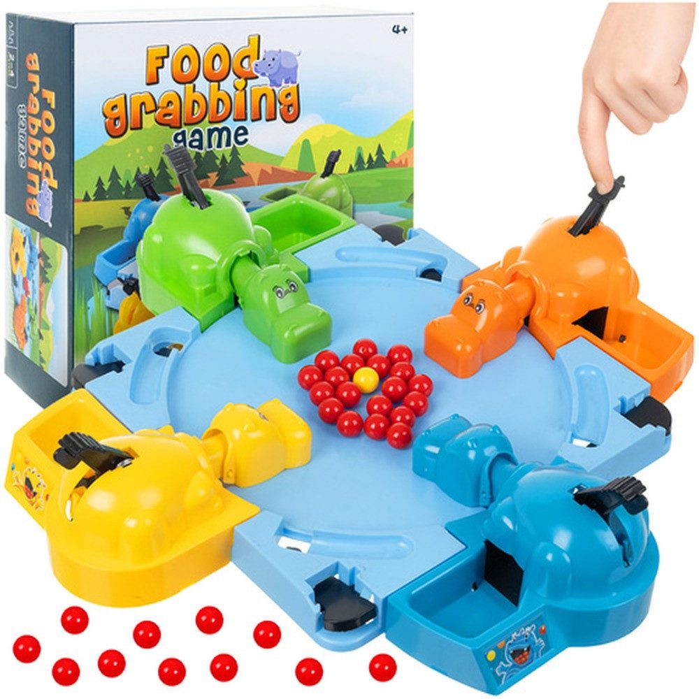 ISO TRADE Spiel Arcade-Spiel Hungry Hippos, Familienspiel, Fördert Reflexe, Konzentration und Hand-Auge-Koordination