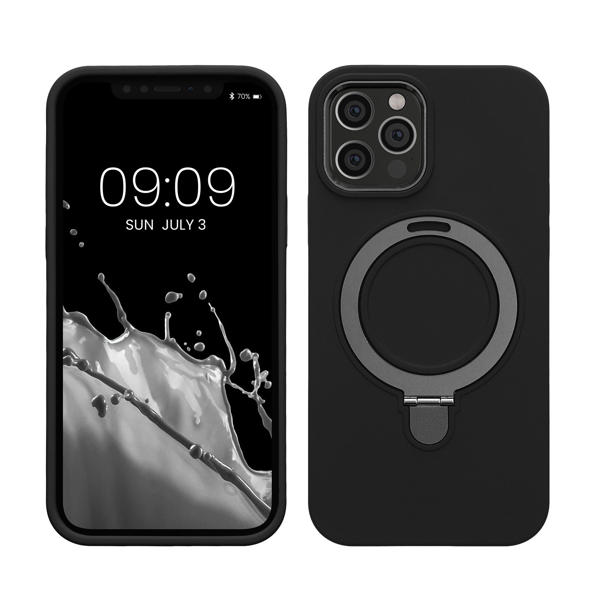 kalibri Handyhülle Silikon Hülle für Apple iPhone 12 Pro -, Case kompatibel mit MagSafe - Cover mit Stand Fingerhalter