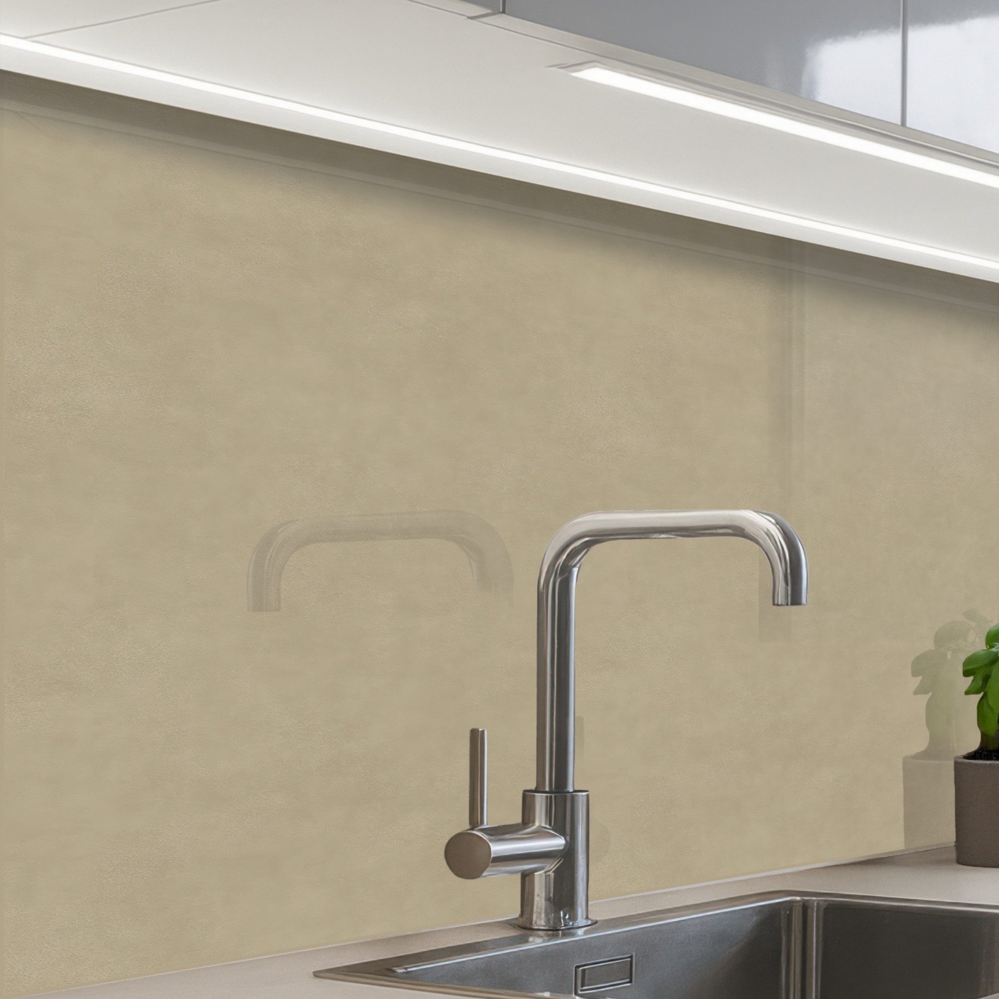KitchenYeah Küchenrückwand Muster selbstklebend (keine Folie) Sandfarbe - körnige Textur - Beton, (1-tlg), Spritzschutz, Küche, Rückwand, Küchenwand, Küchenfront, 30x20 cm