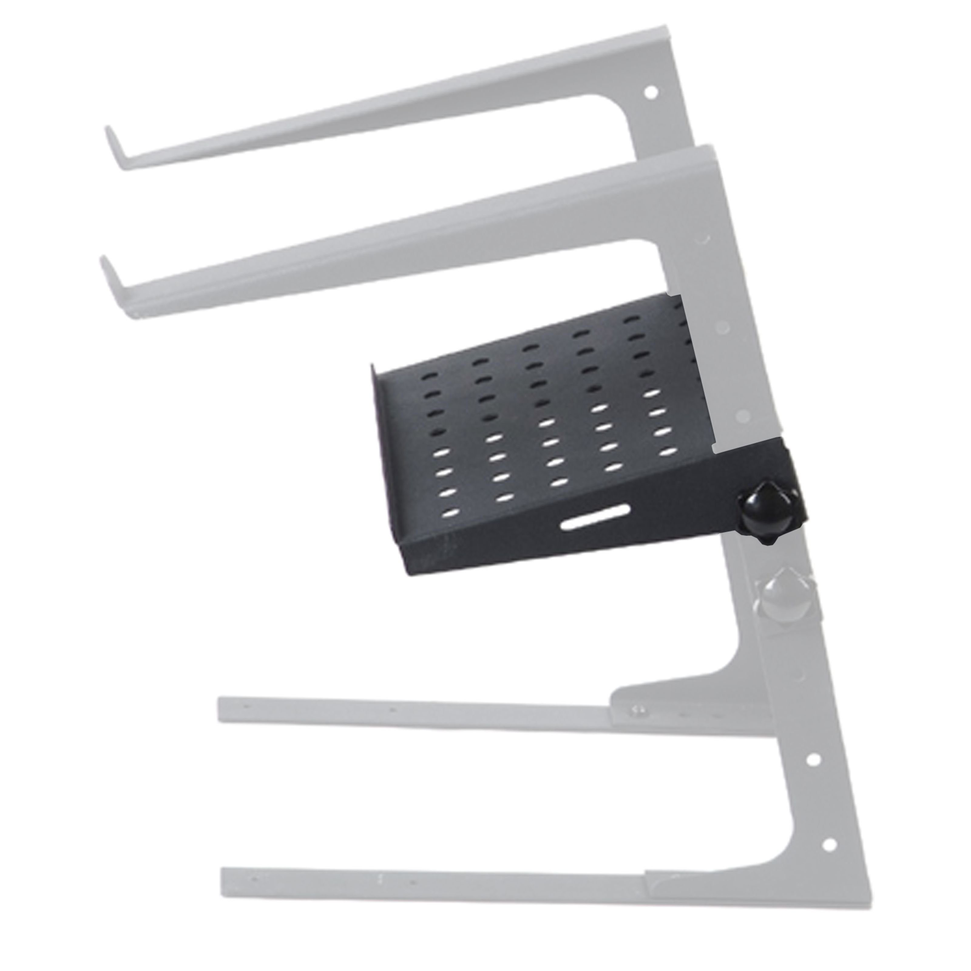 FAME Laptop-Ständer, (Audio LS-1 Laptop Tray Verstellbare Extra-Ablage Ideal für Mixer DVS-Interfaces Effekte Front- Rückseitige Befestigung Schwarz, DJ-Möbel, Laptop Stands, Audio LS-1 Laptop Tray, Verstellbare Extra-Ablage, Mixer Ablage)