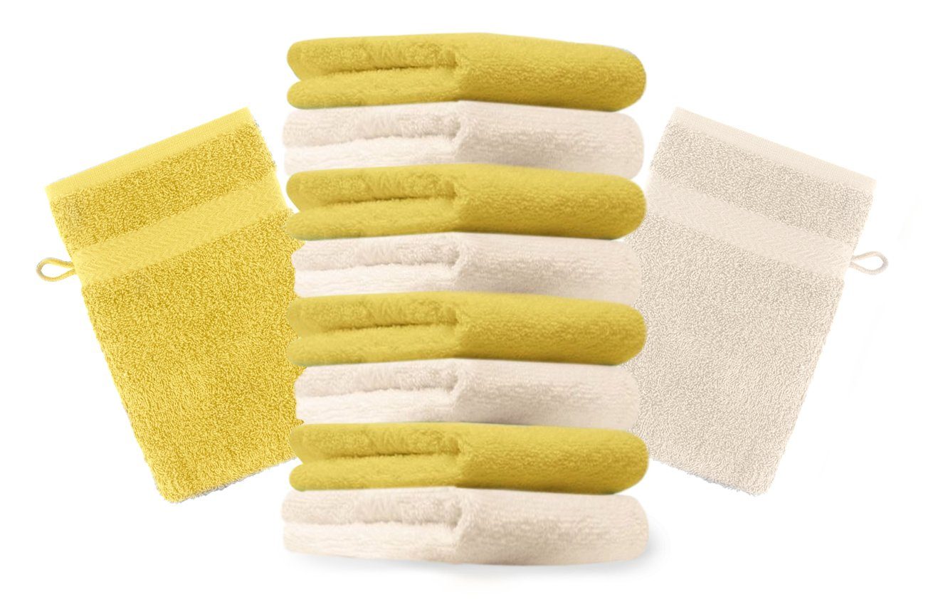 Betz Waschhandschuh 10 Stück Waschhandschuhe Premium 16x21 cm Farbe gelb und beige (10-tlg)