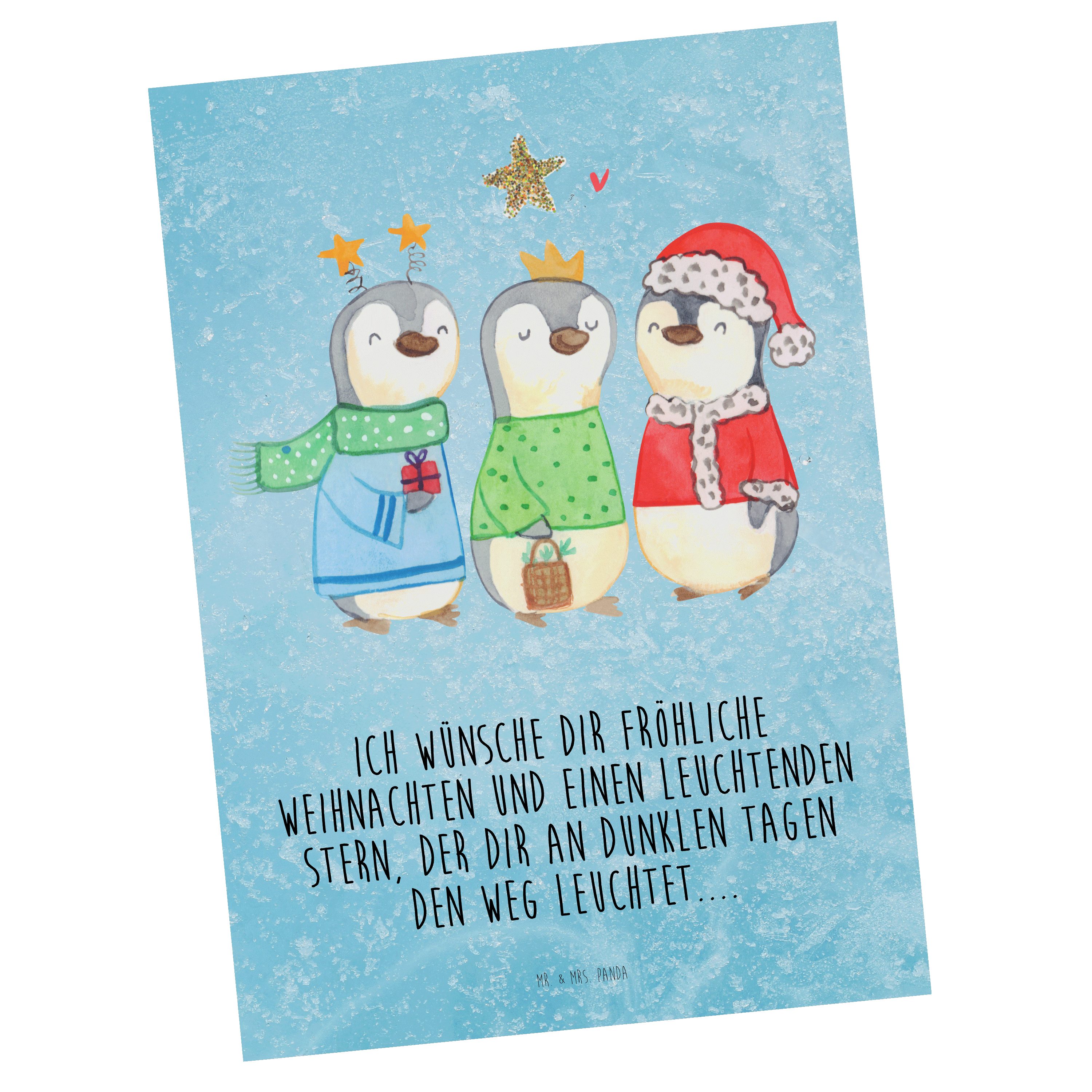 Mr. & Mrs. Panda Postkarte Winterzeit Heilige drei Könige - Eisblau - Geschenk, Geschenkkarte, E