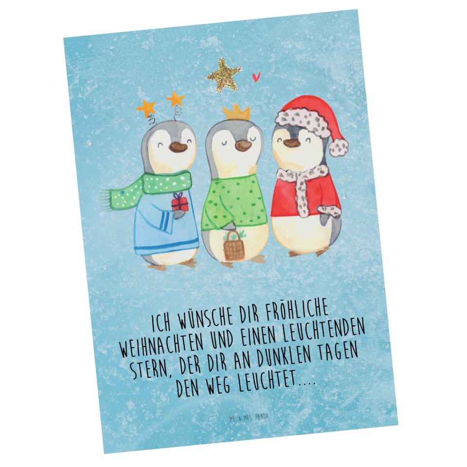 Mr. & Mrs. Panda Postkarte Winterzeit Heilige drei Könige - Eisblau -  Geschenk, Geschenkkarte, E, Farbecht
