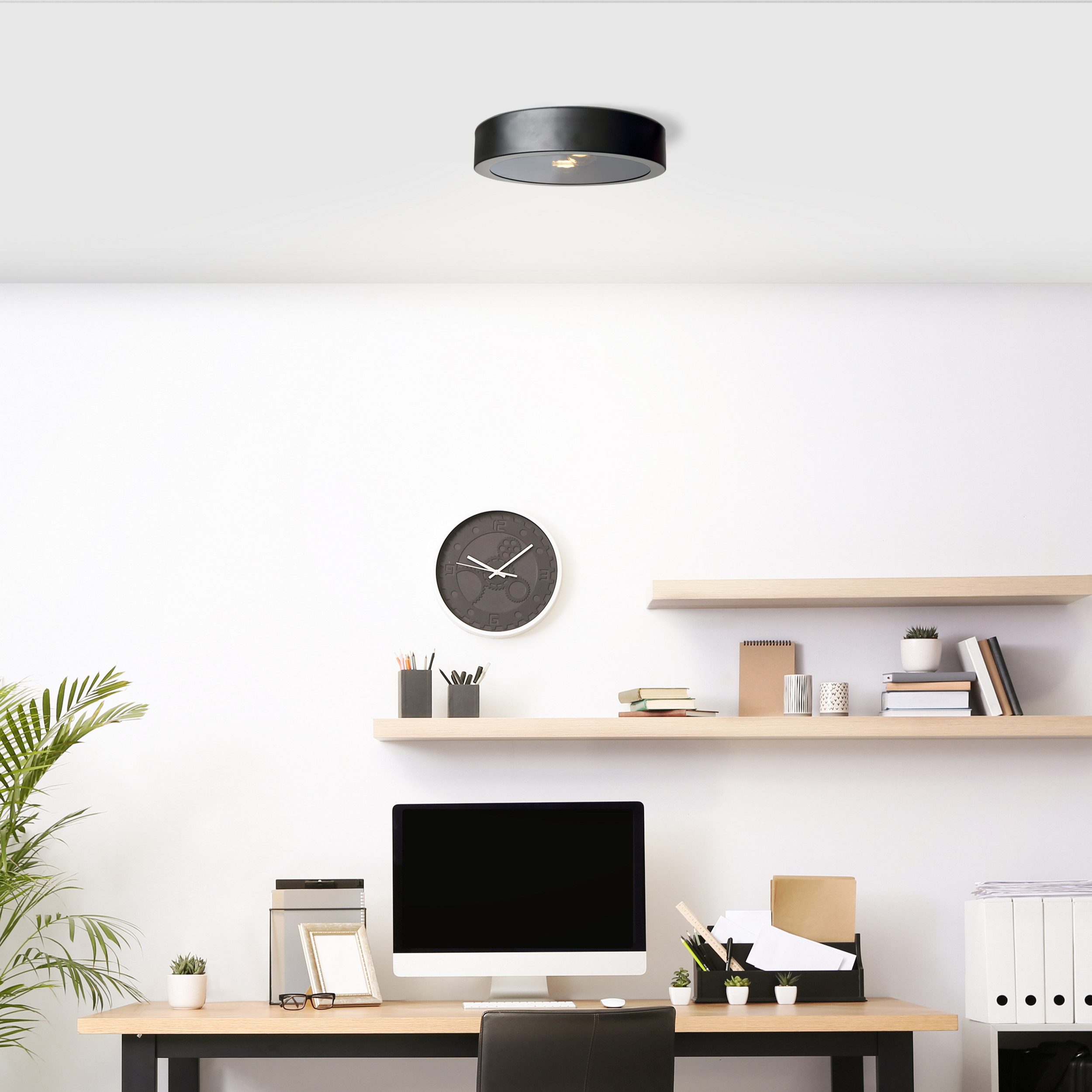 Lightbox Deckenleuchte, ohne Leuchtmittel, Deckenlampe, Ø 31 cm, 2 x E14, max. 40 W, Metall/Glas, Rauchglasfarben
