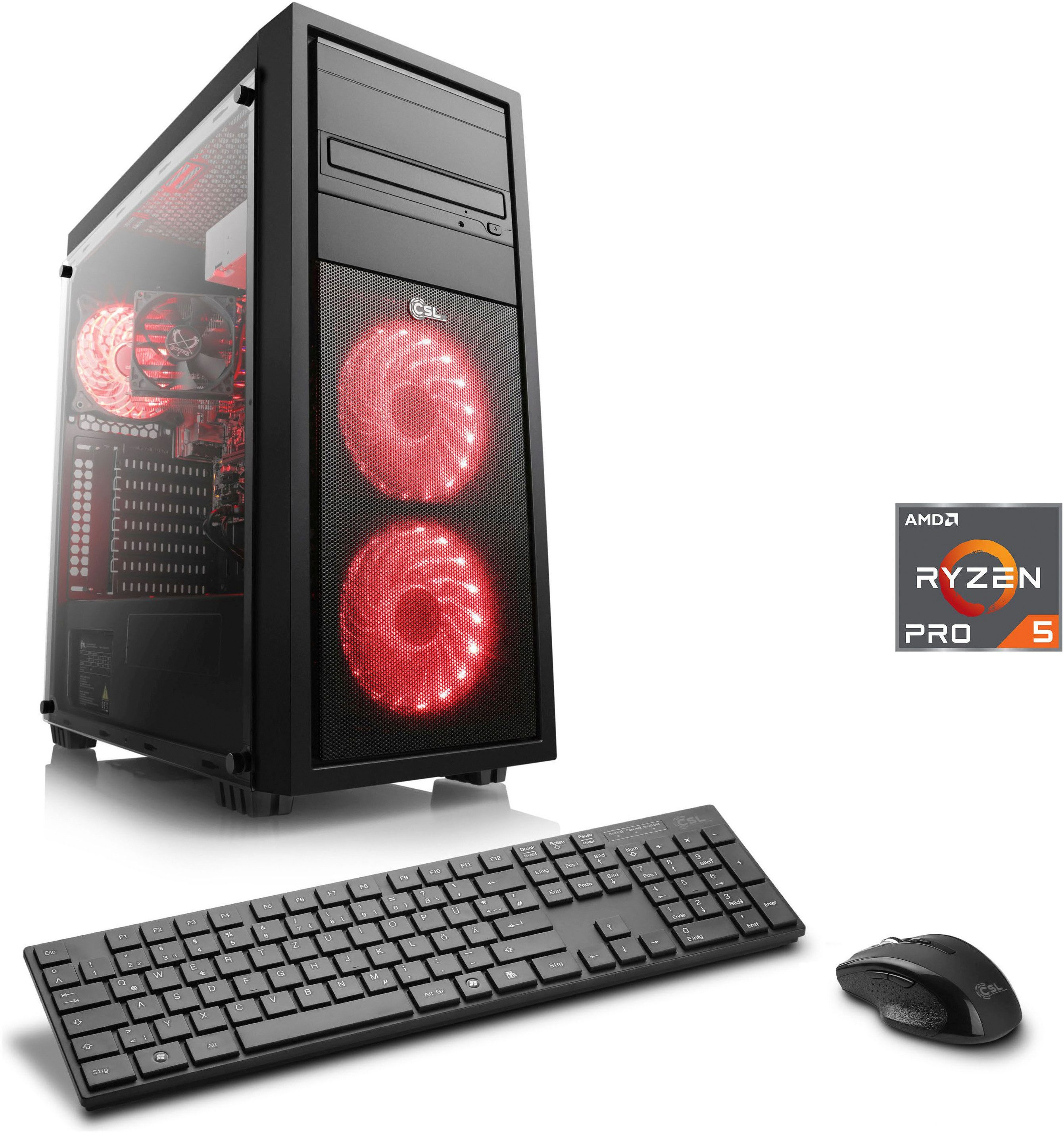 CSL Sprint V28316 Gaming-PC (AMD Ryzen 5 PRO 4650G, Radeon Graphics, 32 GB RAM, 1000 GB SSD, Luftkühlung)