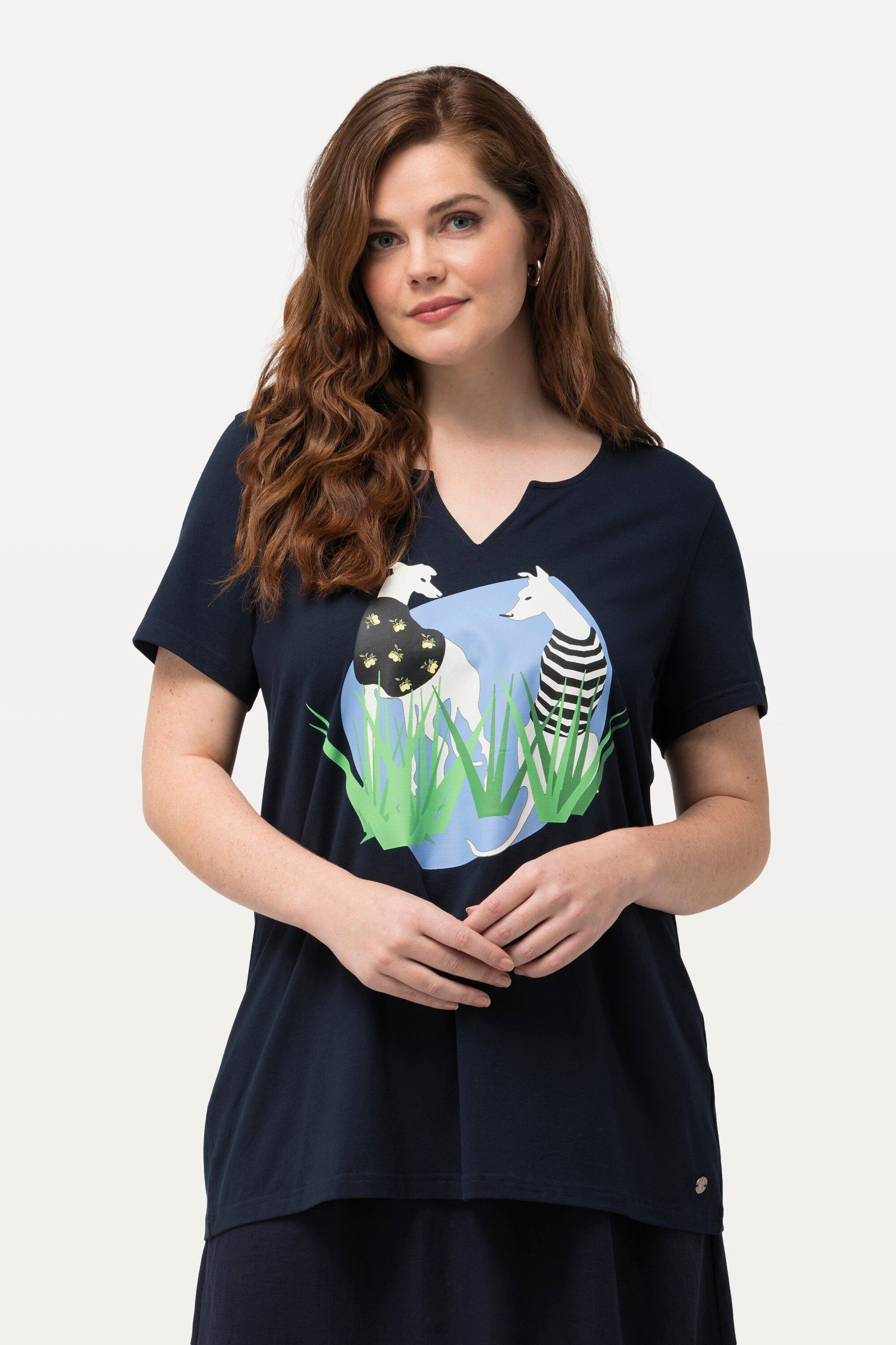 Ulla Popken T-Shirt T-Shirt Wildhund A-Linie günstig online kaufen
