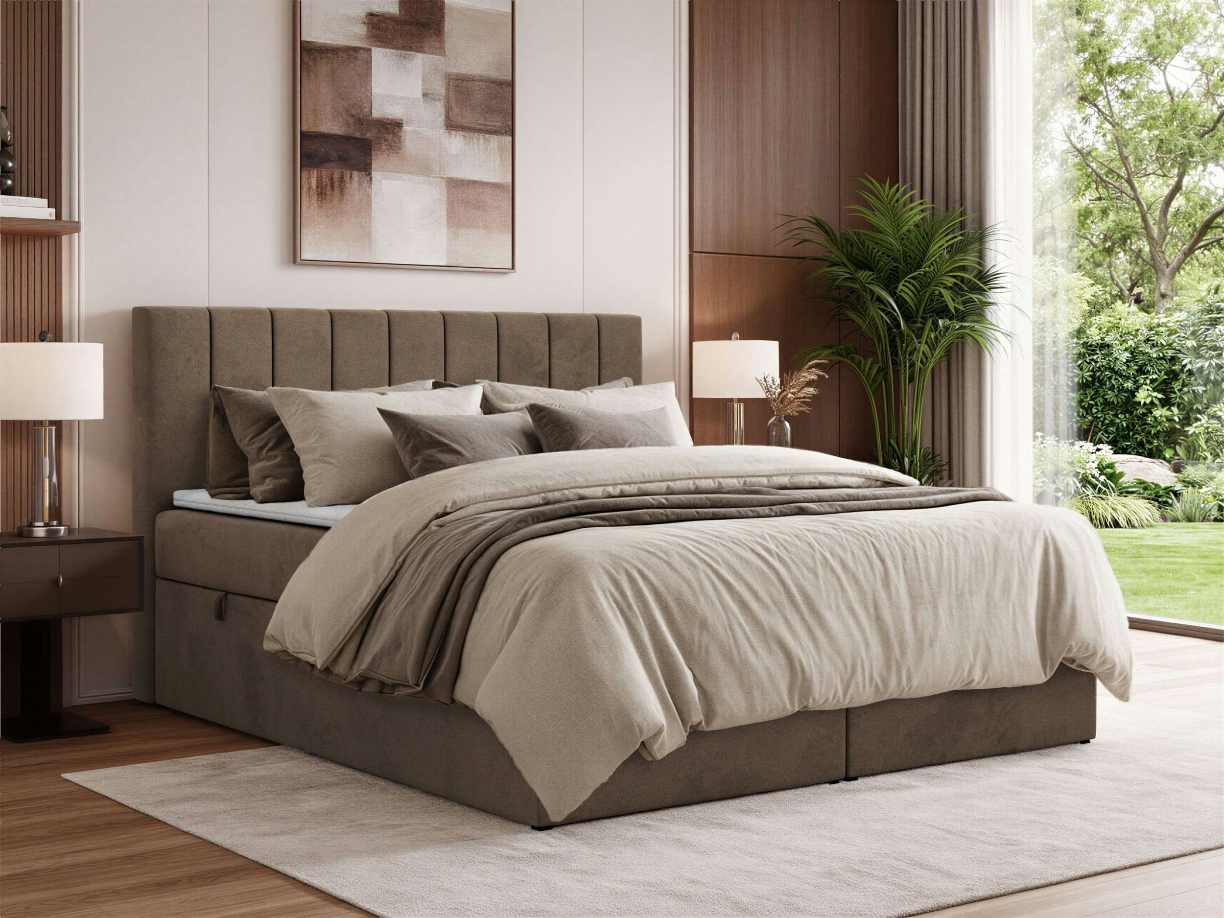 MKS MÖBEL Boxspringbett ALVER (Set, Doppelbett mit Stauraum, Matratze (H3/H4) & Topper (Visco oder T25), 2 Bettkästen, Federautomaten, Multipocket 7-Zonen H3/H4