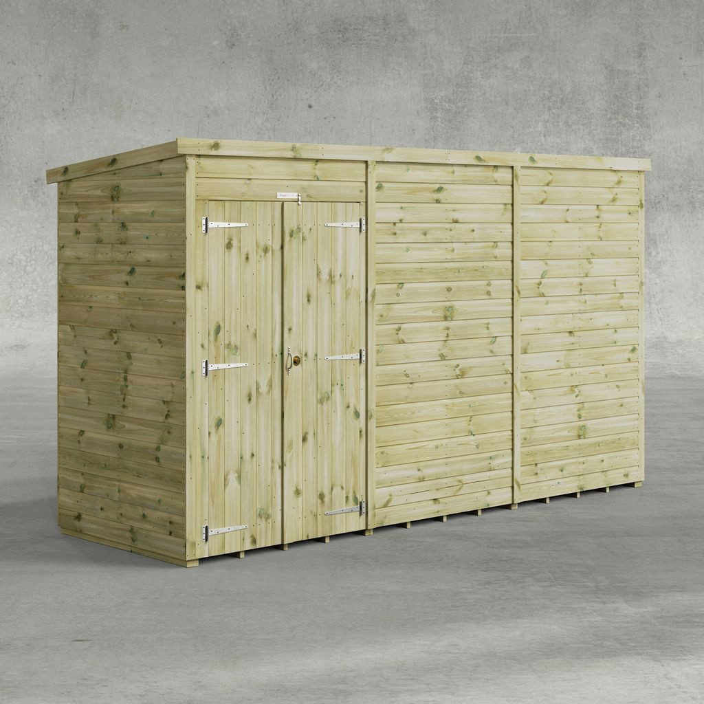 Powersheds Gartenhaus mit Premium Pultdach Vollholzhaus mit Doppeltür, ohne Fenster, BxT: 360x120 cm, (Polyester-verstärkte Dachpappe, gehärtetes Glas, hochwertiges Holz), Hochwertiges Holz
