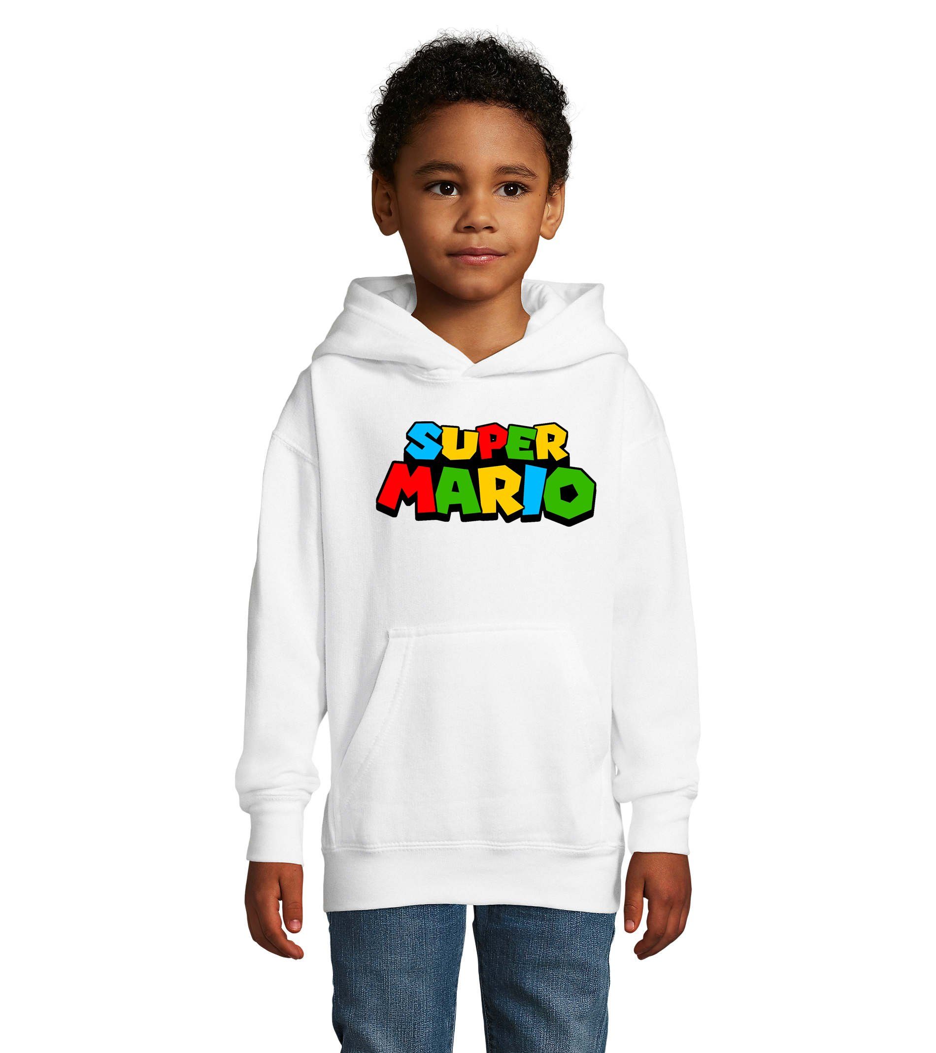Blondie & Brownie Hoodie Kinder mit Gaming Super Spiele Gamer Konsole Kapuze Nintendo Weiss Mario