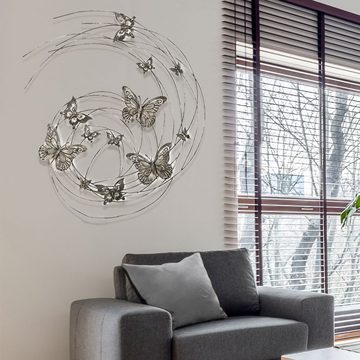 etc-shop Wanddekoobjekt, Wanddekoration Wandobjekt Wohnzimmer Deko Wandbehang Relief Eisen