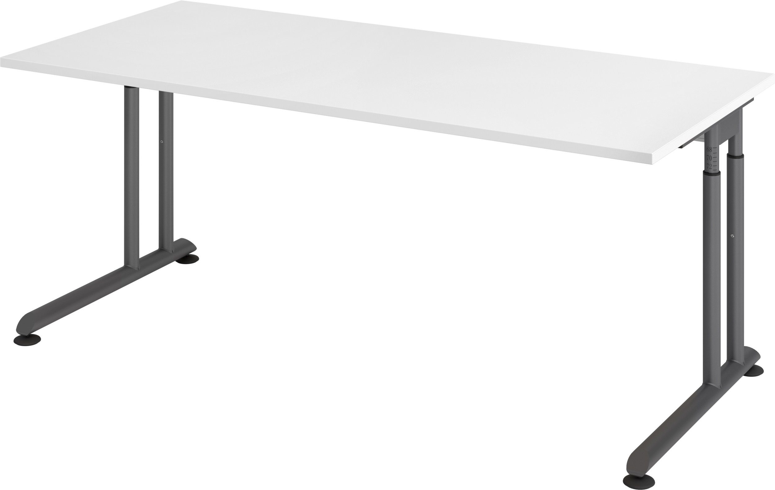 bümö Schreibtisch Schreibtisch Serie-Z, Rechteck: 180 x 80 cm - Dekor: Weiß - Gestell: Graphit