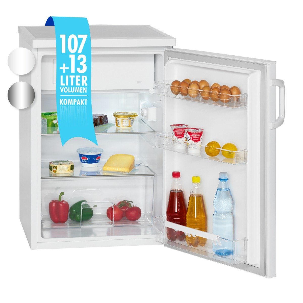 BOMANN Kühlschrank KS 2194.1, 84.5 cm hoch, 56 cm breit, Kühl-Gefrierschrank 120L, freistehend, 107L Kühlen / 13L Gefrieren