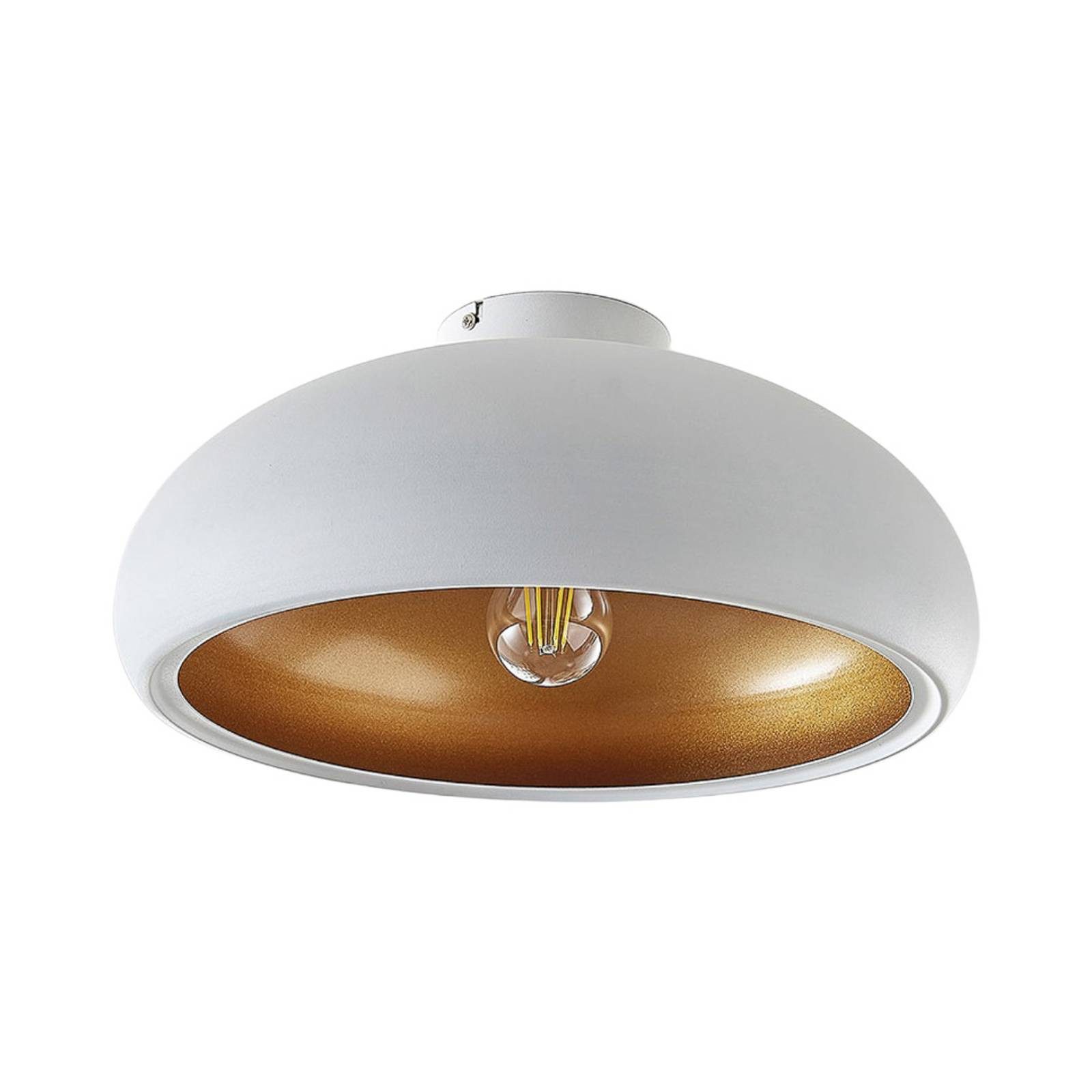 Lindby Deckenlampe Gerwina, weiß/gold, Metall, 40 cm, E27 günstig online kaufen
