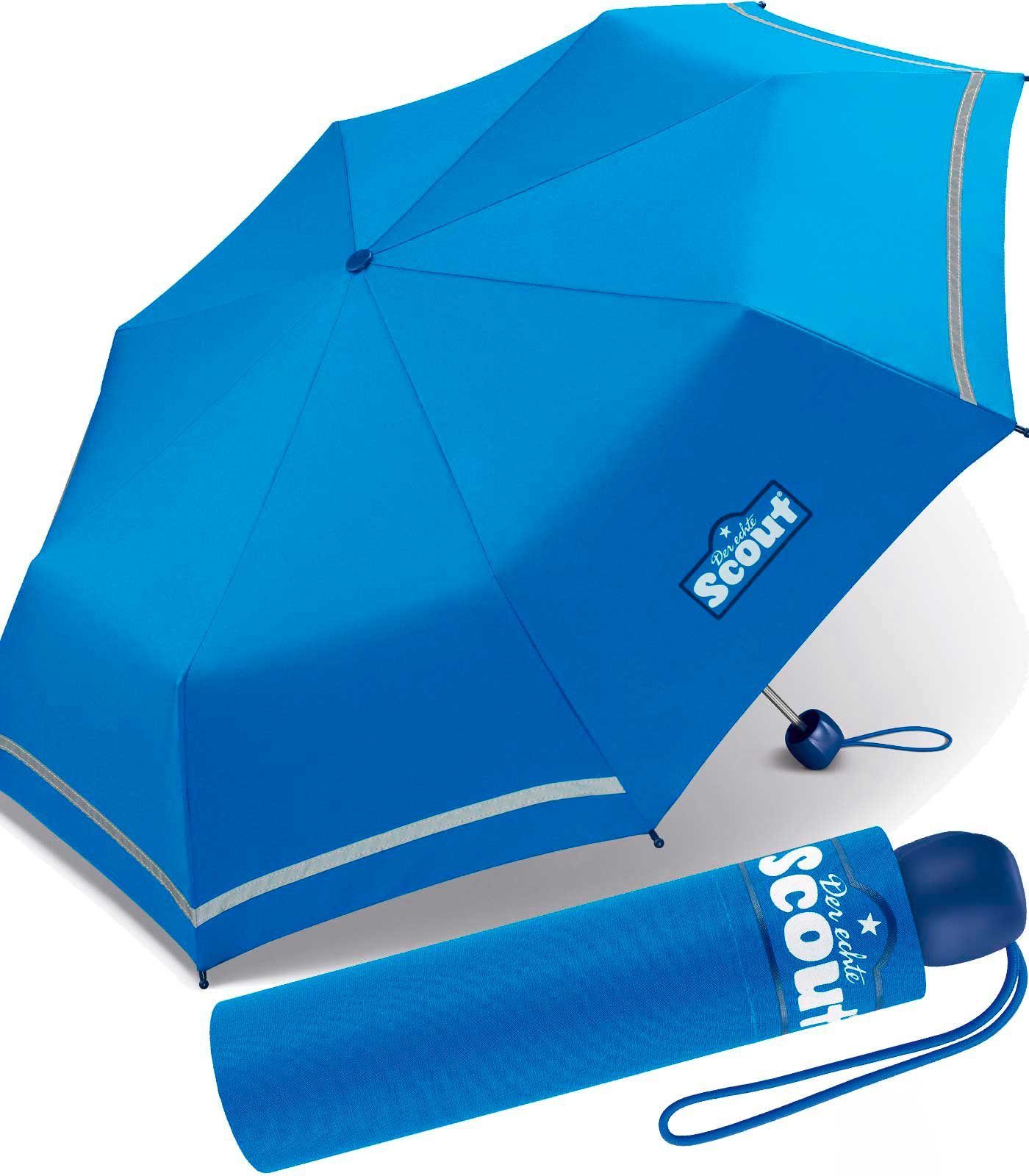 Scout Taschenregenschirm Mini Kinderschirm Basic reflektierend, leicht blau