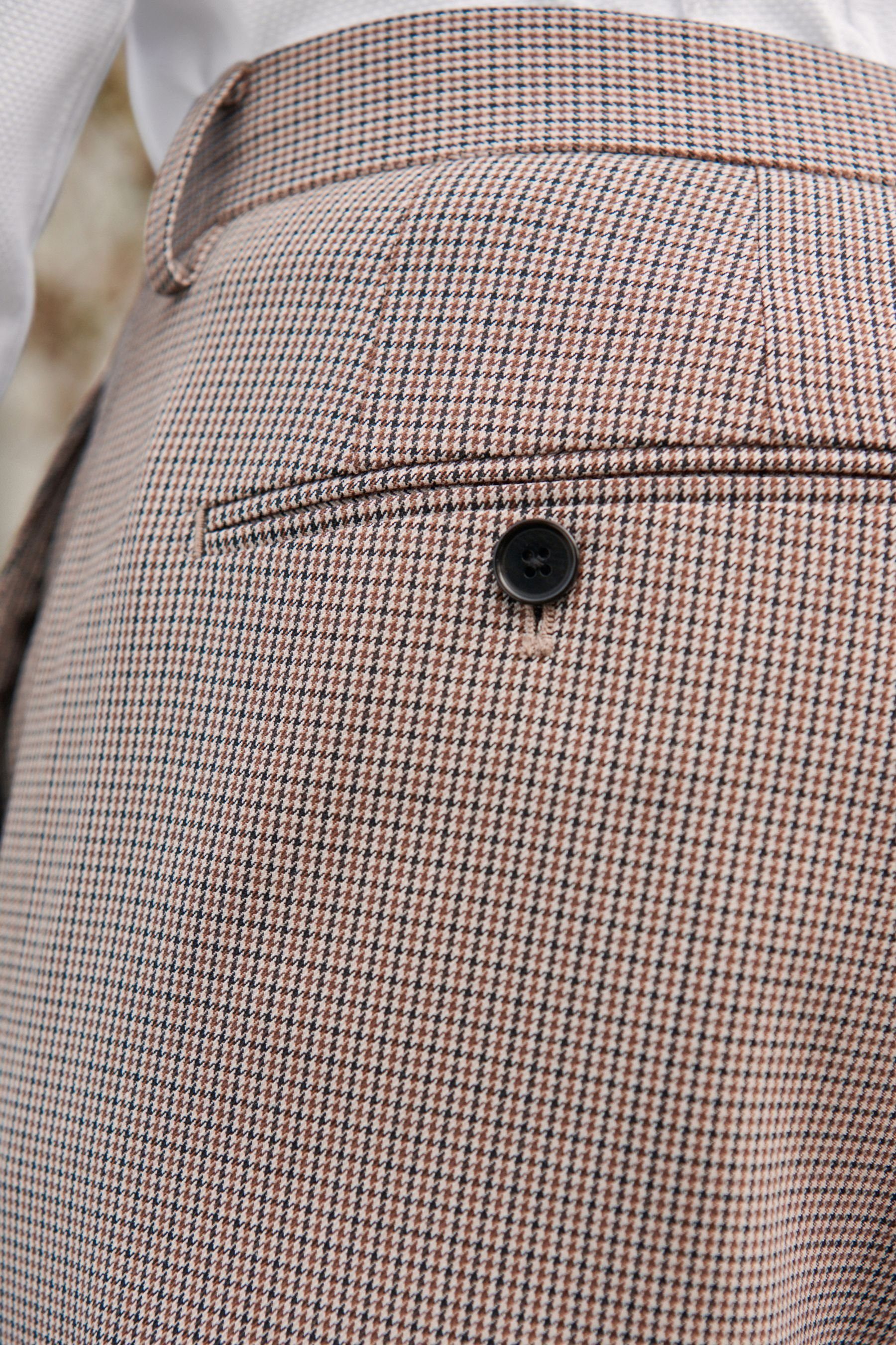 Slim-Fit mit (1-tlg) Karos: Next Anzughose Hose Wollgemisch Anzug aus