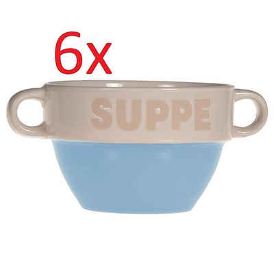 DRULINE Geschirr-Set 6er Set Suppentasse Suppen Tasse Suppenschüssel, Keramik