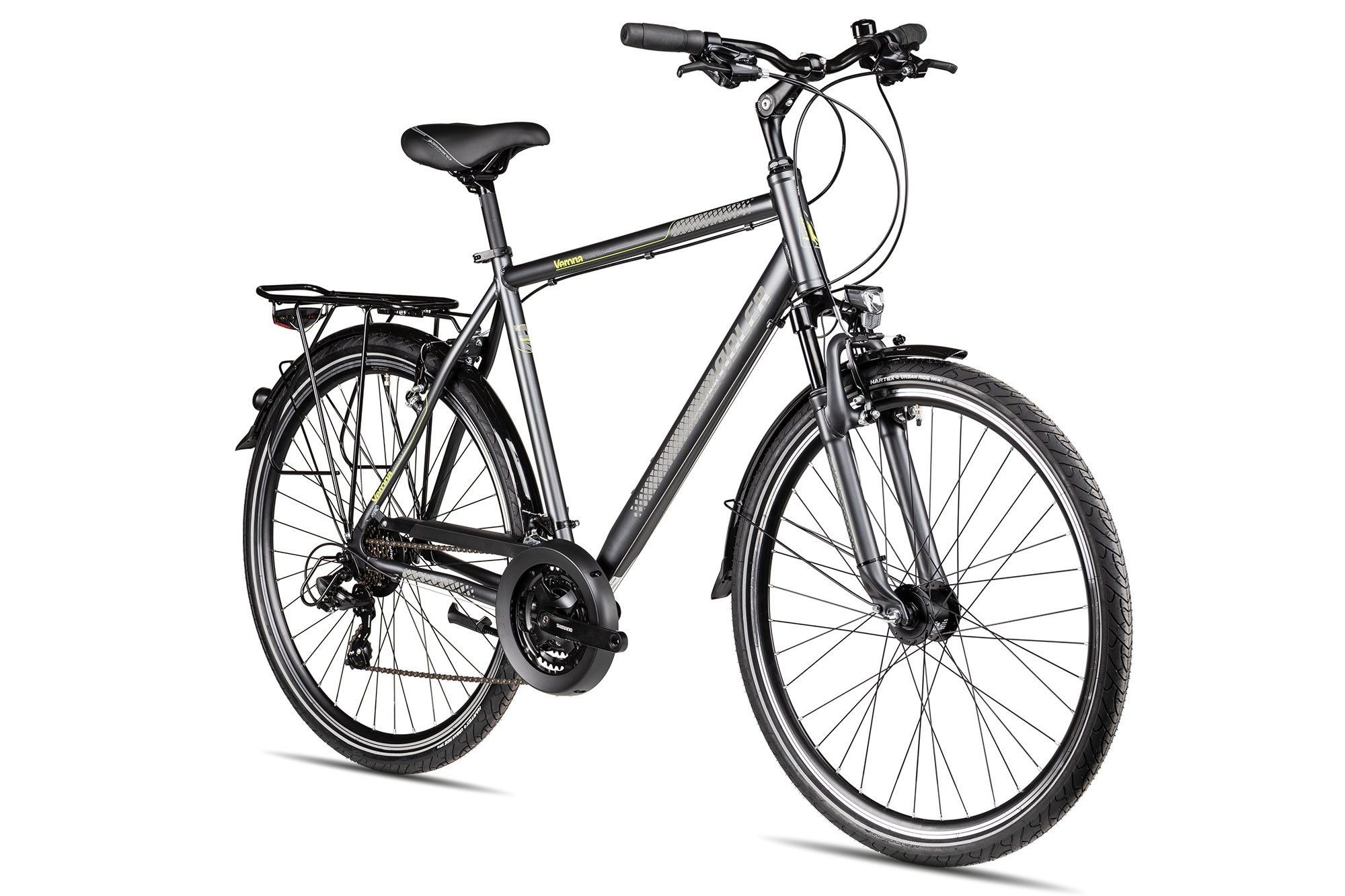 Adler Trekkingrad Verona, 21 Gang Shimano Tourney 21 Schaltwerk, Kettenschaltung, 21-Gang Shimano Tourney Kettenschaltung schwarz/grau