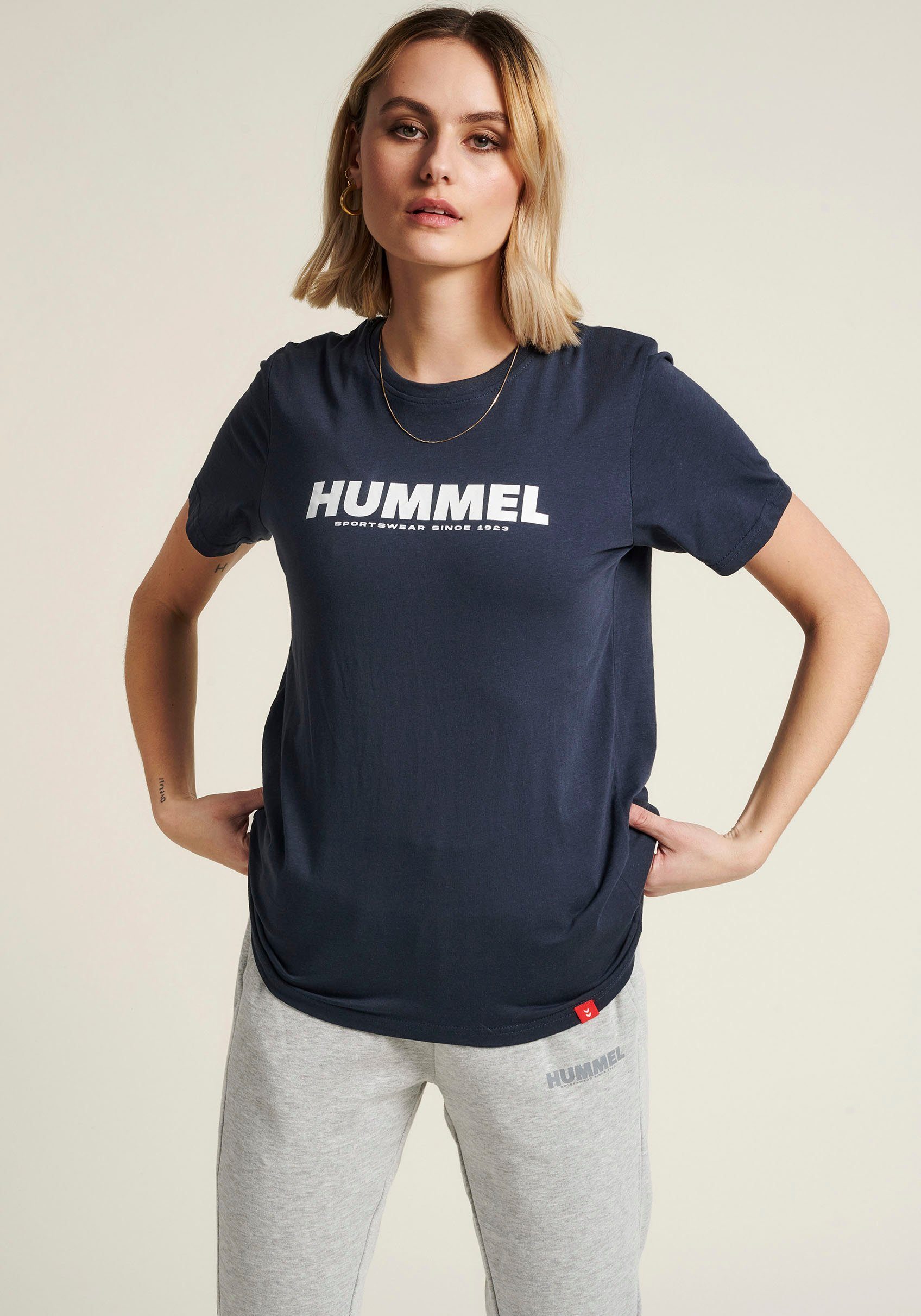 hummel T-Shirt mit Logo Print marine