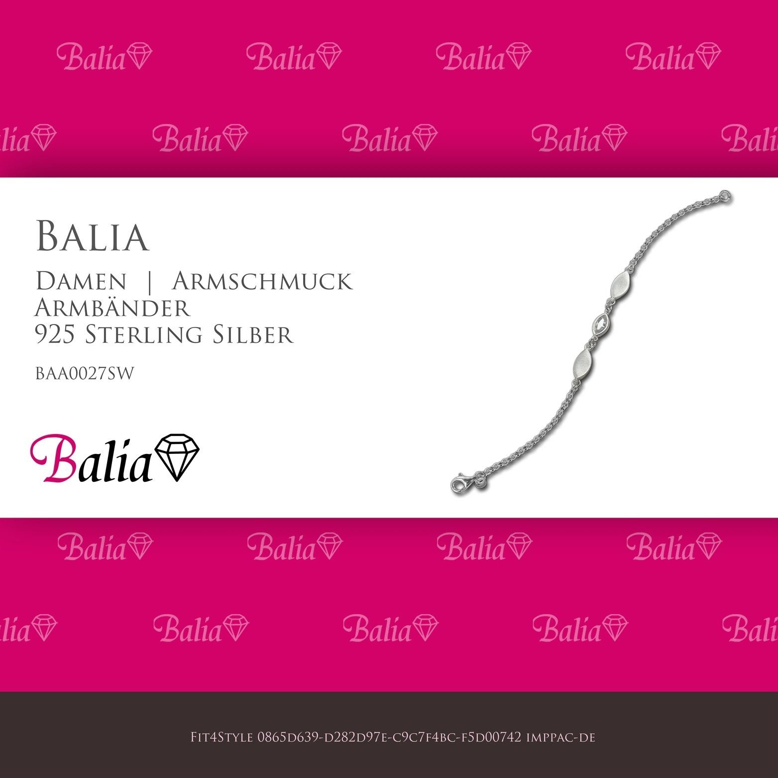 Balia Silberarmband Balia Damen Armband (Blatt) 19,2cm, Zirkonia 925 (Armband), Silber Armband Silber 925 ca