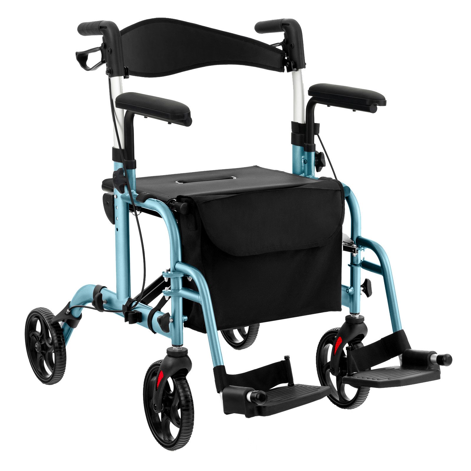 COSTWAY Rollator, Faltbar und leicht mit Sitz, 6-fach höhenverstellbar