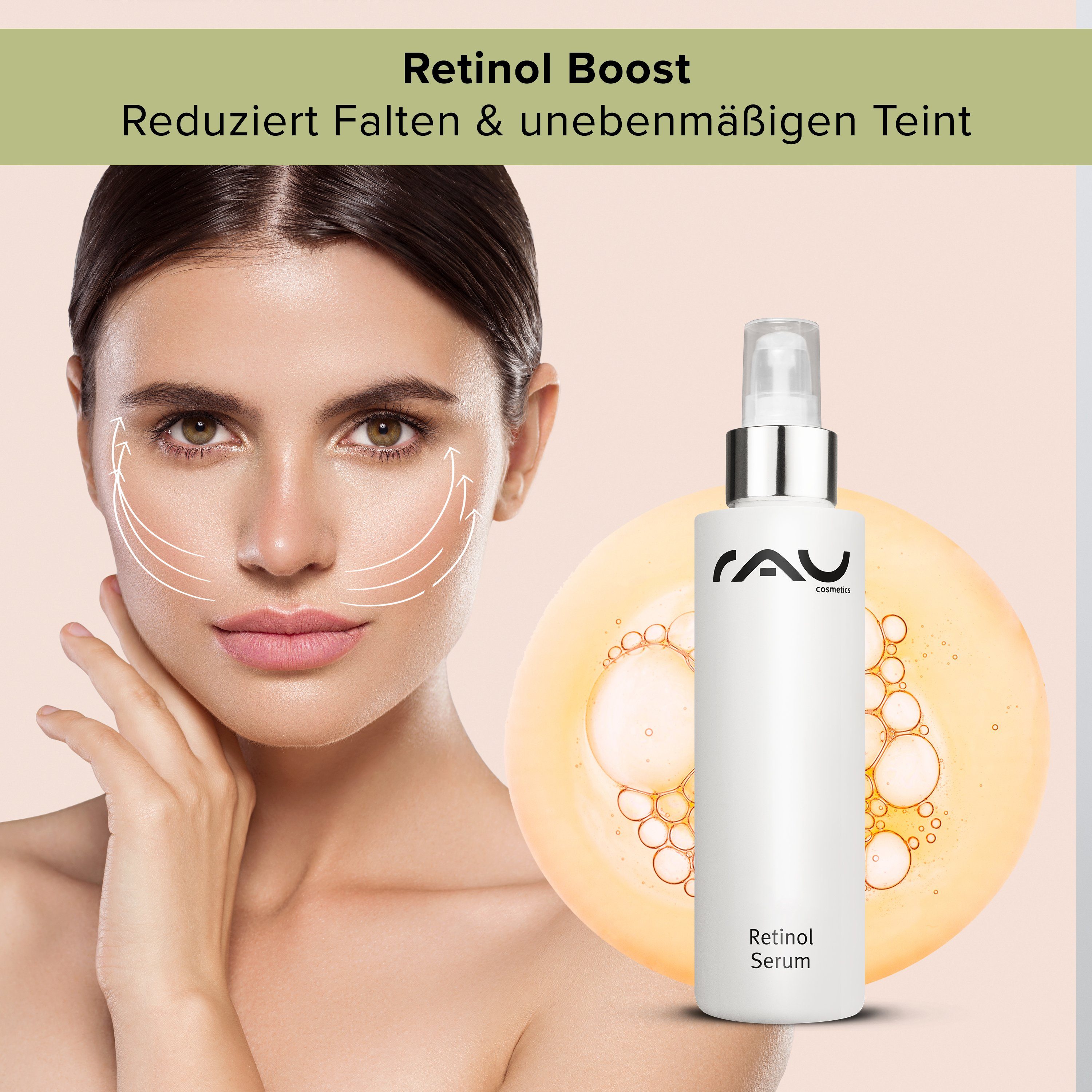 RAU Cosmetics Gesichtsserum Retinol Serum mit Vitamin A - für unreine Haut & reife Haut, Anti-Aging, Anti-Unreinheiten