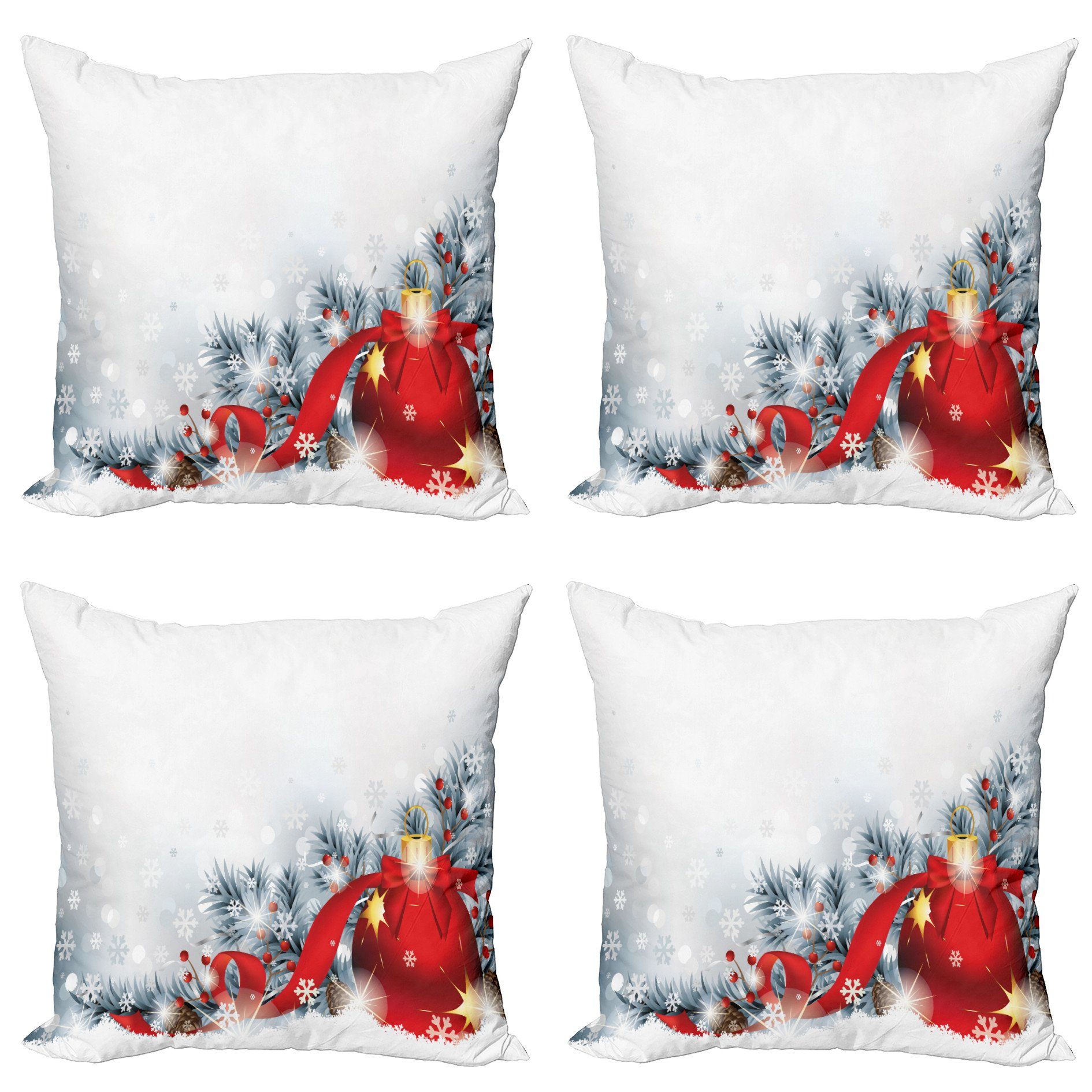 Kissenbezüge Modern Accent Doppelseitiger Digitaldruck, Abakuhaus (4 Stück), Weihnachten Schneekugeln