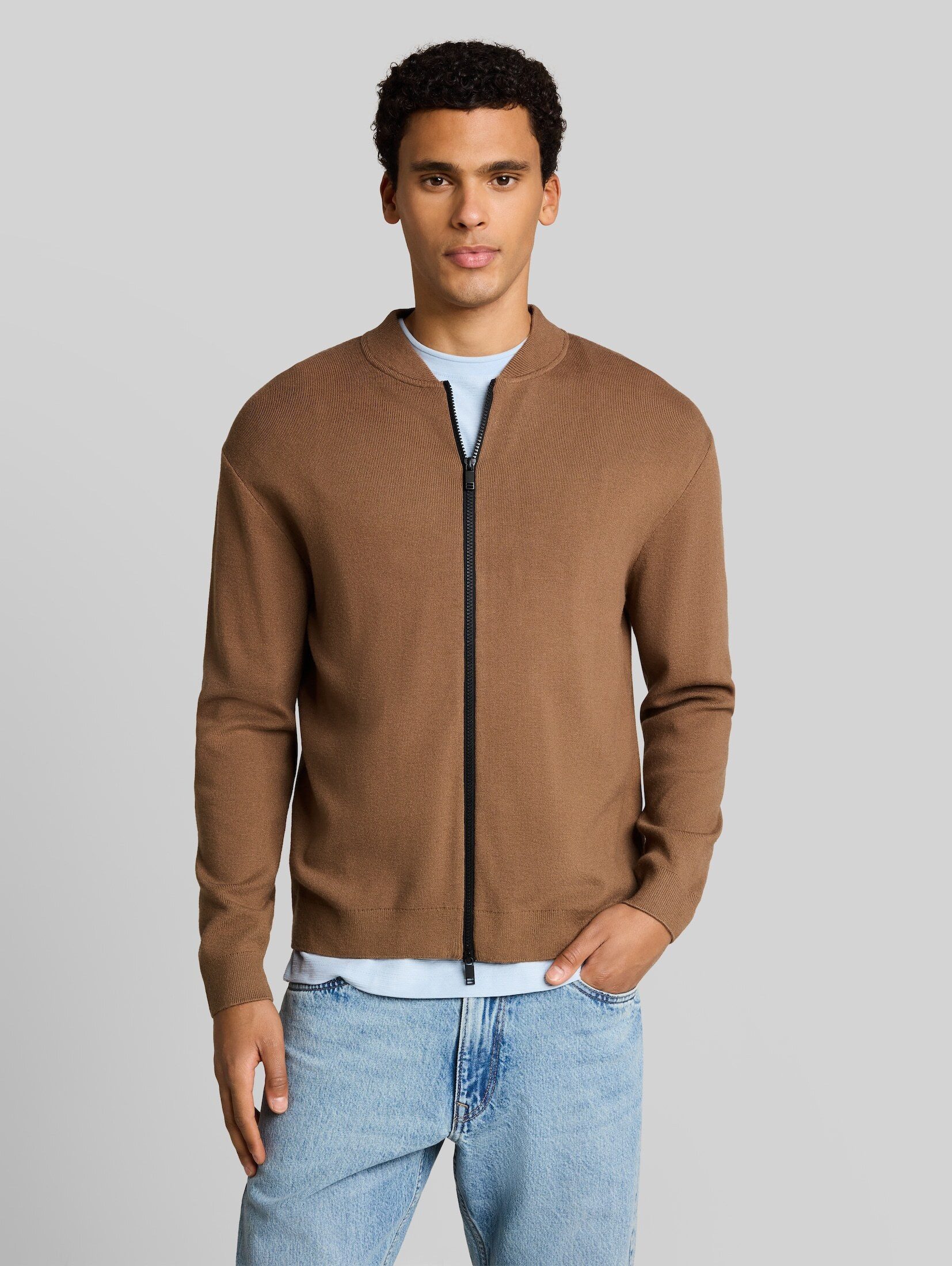 TOM TAILOR Denim Cardigan Pullover & Strickjacken Relaxed Fit Strickjacke mit Bomberkragen