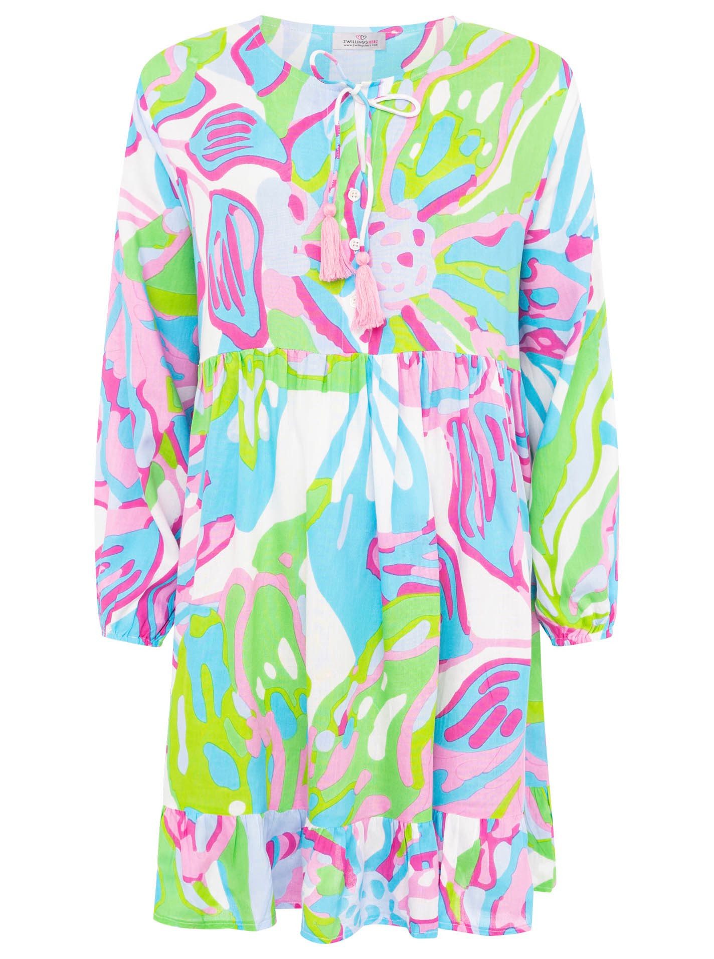 Zwillingsherz Sommerkleid Zwillingsherz Kleid Blumen Kunst Kordel mit Tasse günstig online kaufen