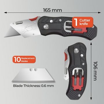 Mustbau Teppichmesser, 2-in-1 Klappmesser Cuttermesser mit 10 Klingen, 4 Schraubendrehe-Bit