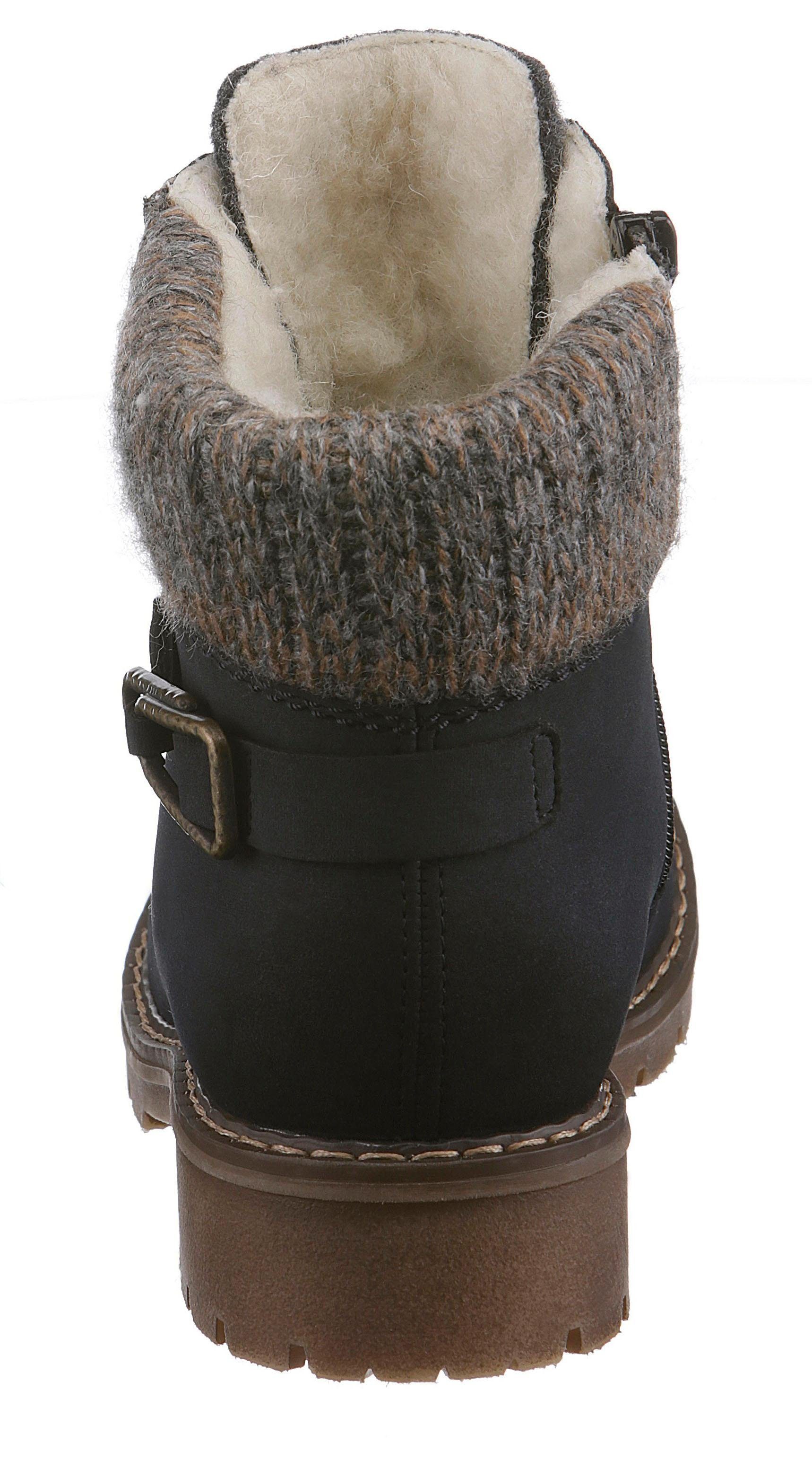 Rieker Winterstiefelette, Winterboots, Schnürboots mit Strickrand und Rieker-TEX