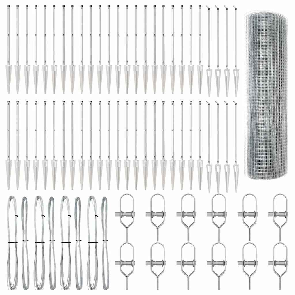 vidaXL Gartenzaun Geschweißter Drahtzaun mit Stacheln 100 x 0,4 m Silber Netz, (1-St)