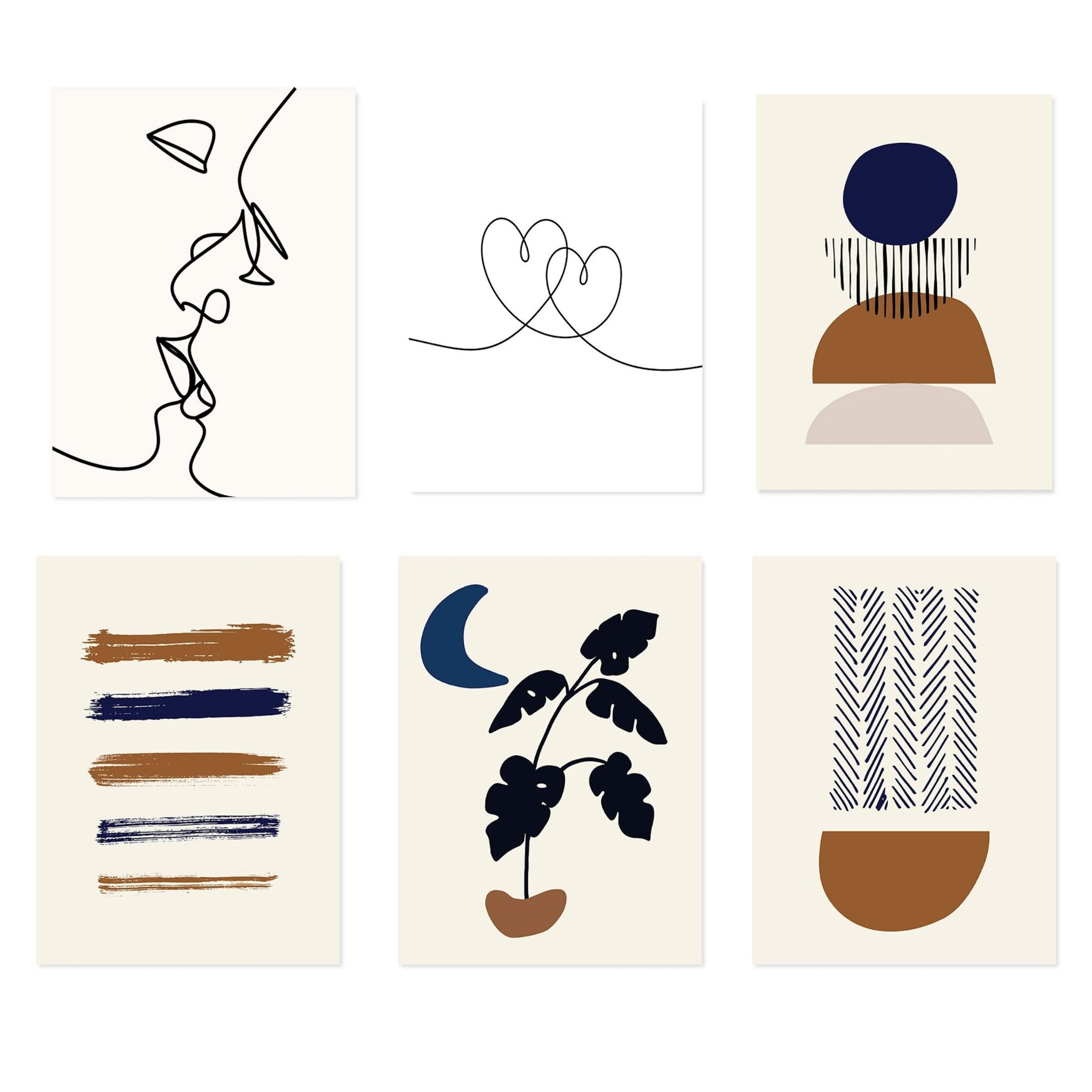 JUSTGOODMOOD Poster Boho Herz Linien Love und Geometrische Formen als Print ohne Rahmen E, E (1 St)