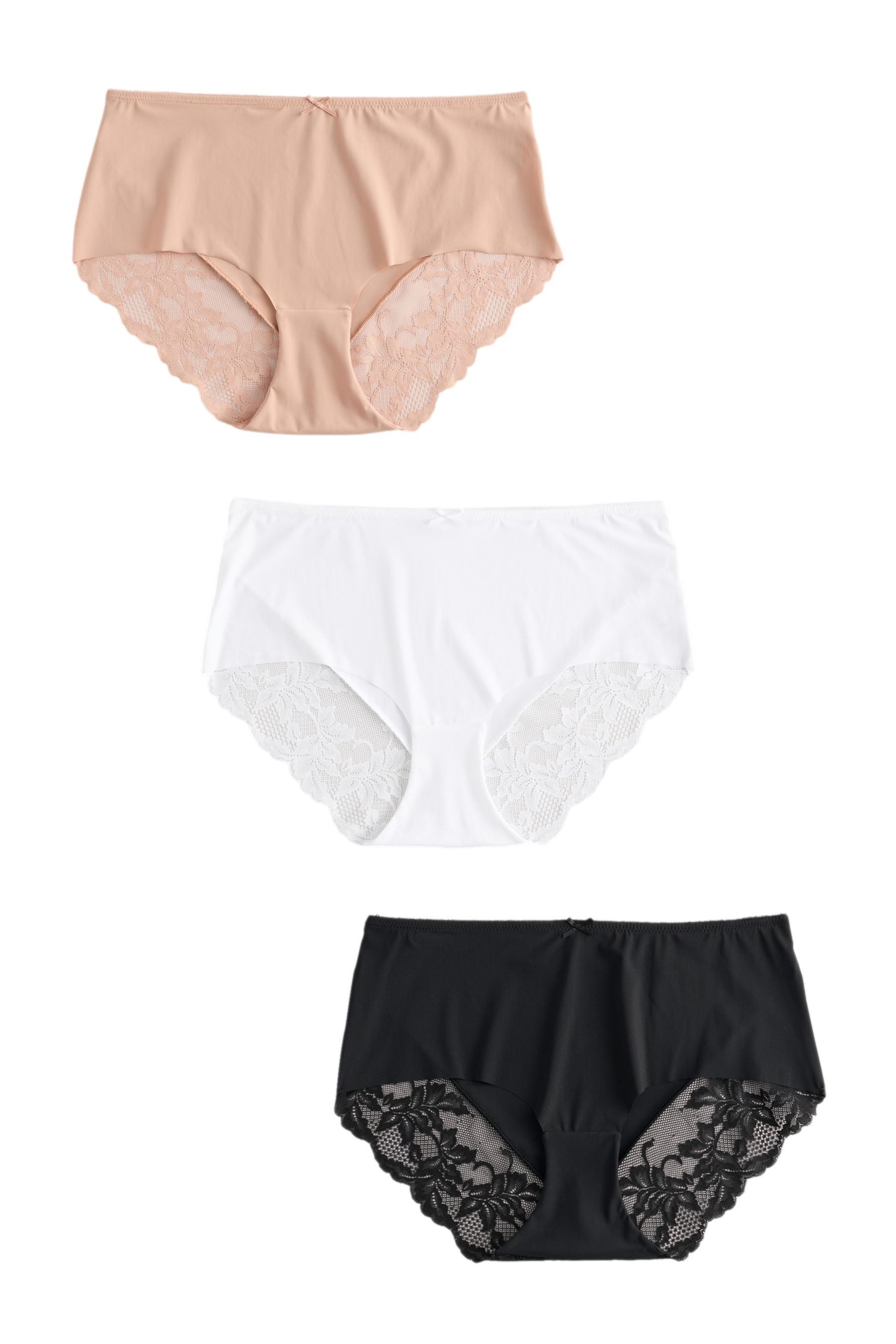 Slip 3er-Pack Nahtlose Slips mit Spitze, Midi