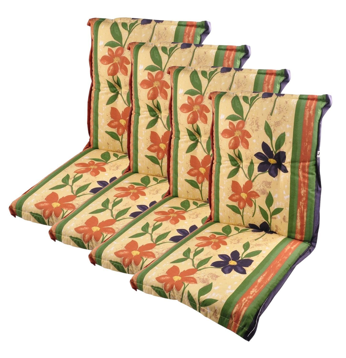 BURI Bankauflage 4x Polsterauflage Niedriglehner Gartenstühle Sitzkissen Sesselauflage