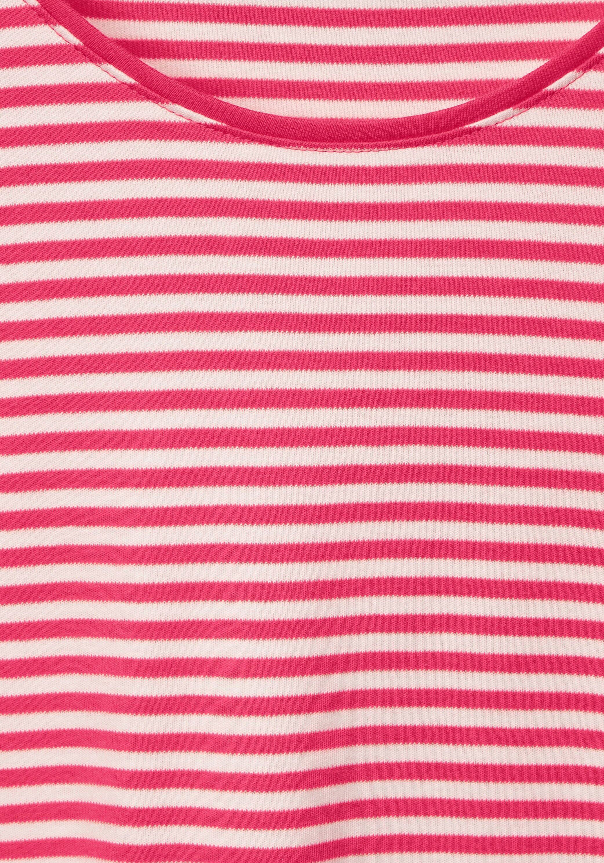 Cecil Rundhalsshirt im modischen Streifen-Look strawberry red