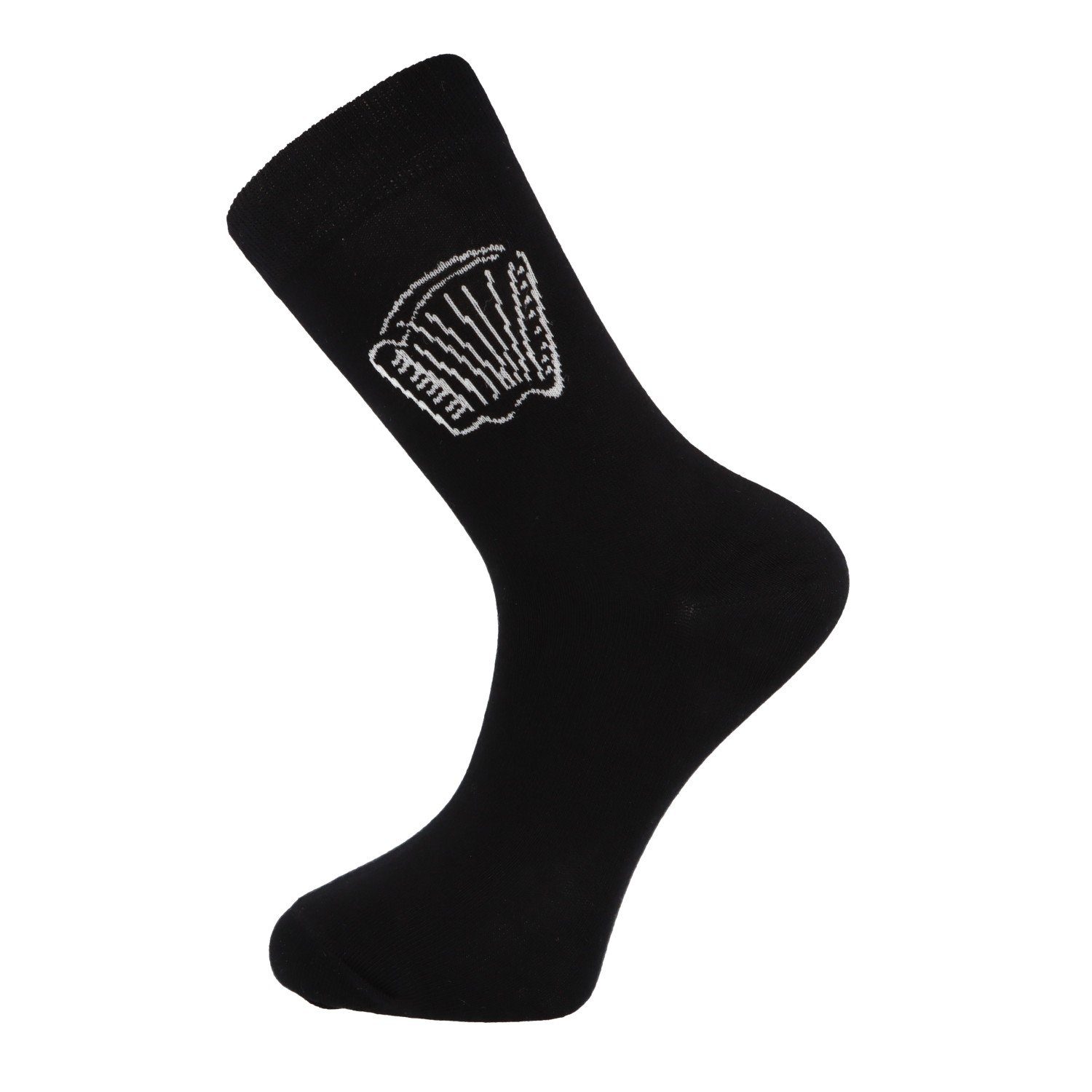 Freizeitsocken Socken eingewebtem schwarze Musikboutique weißen mit (1-Paar) Akkordeon