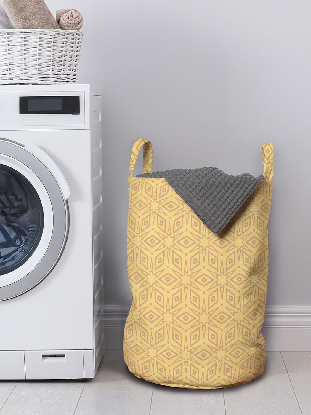 Abakuhaus Wäschesäckchen Wäschekorb mit Kordelzugverschluss Geometrische Marokkanische Waschsalons, Mosaik Griffen für Formen