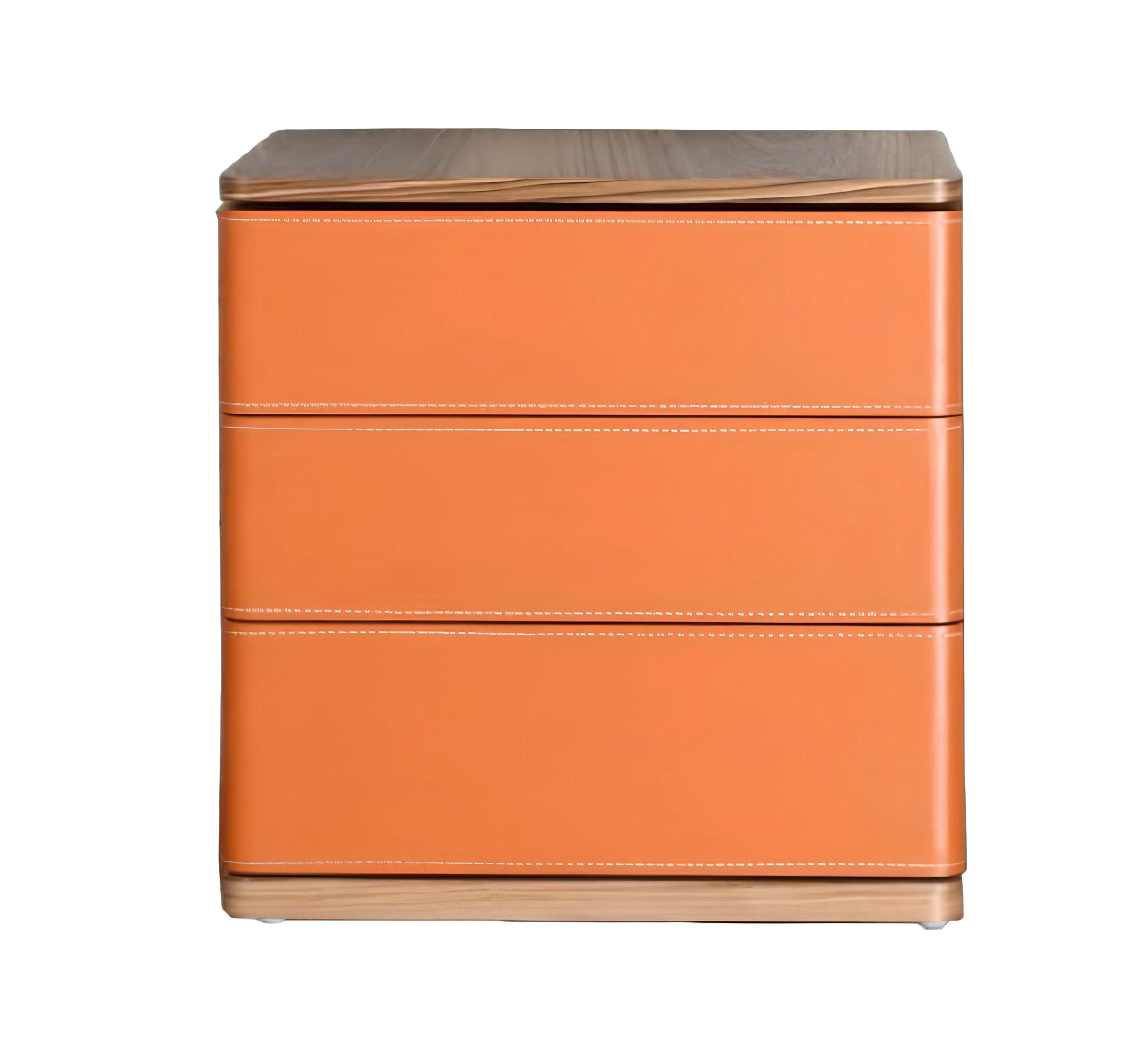 Xlmoebel Nachttisch Neuer Luxus-Nachttisch aus Holz in Orange für das Schlafzimmer. (1-St., Nachttisch), Hergestellt in Europa