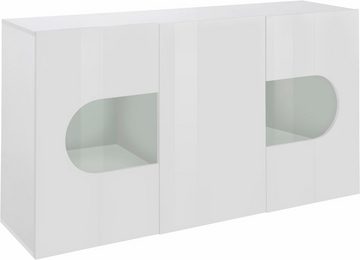 INOSIGN Sideboard Real,Vitrine,Kommode,Schrank,Breite 150cm komplett hochglanz lackiert, mit 3 Türen davon 2 Glastüren ohne Griff