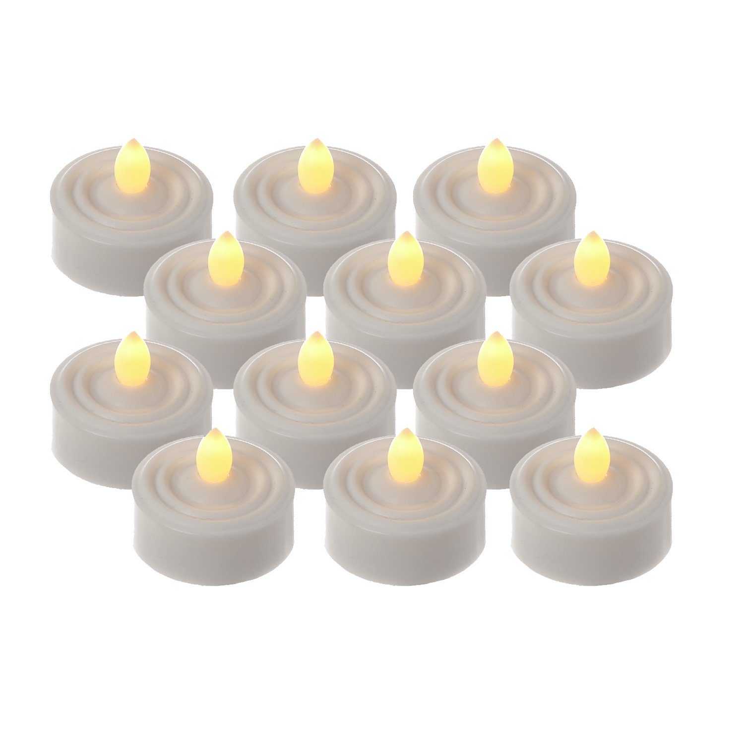 LED-Kerze LED Teelichter flackernd flammenlos mit Batterien Timer D: 3,6cm 12St.