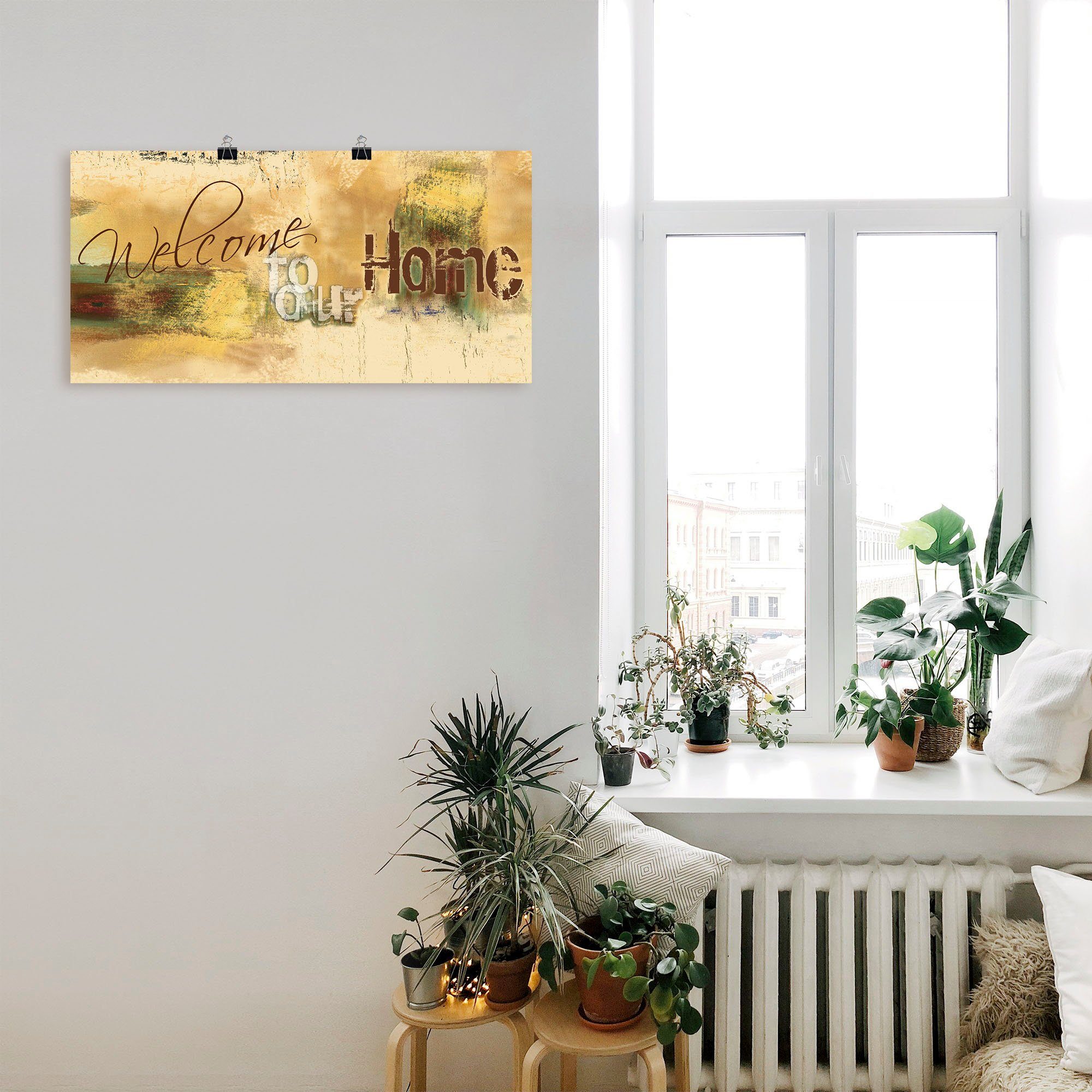 Artland Wandbild »Willkommen in unserem Zuhause«, Sprüche & Texte (1 Stück), in vielen Größen & Produktarten - Alubild / Outdoorbild für den Außenbereich, Leinwandbild, Poster, Wandaufkleber / Wandtattoo auch für Badezimmer geeignet-kaufen