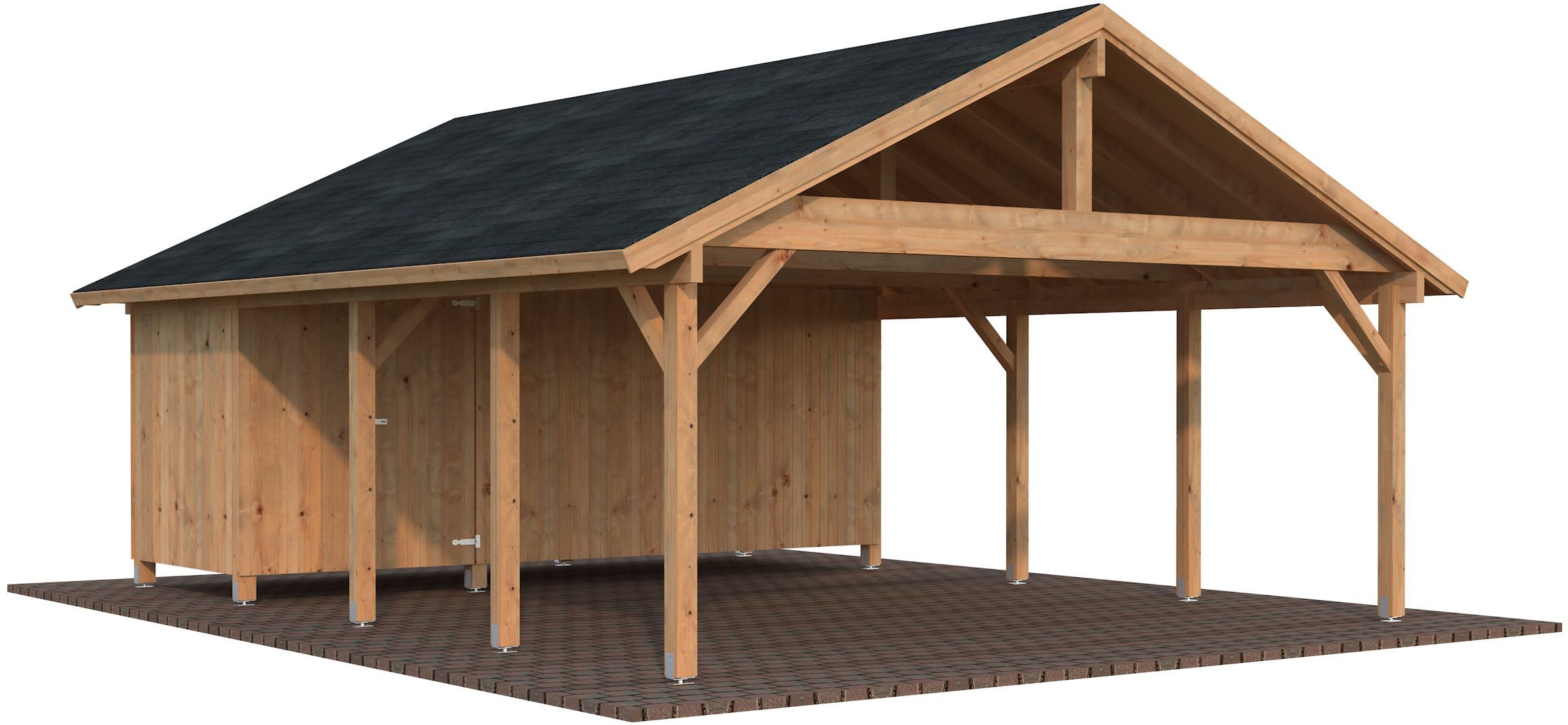 Palmako Doppelcarport Robert mit Geräteraum, BxT: 640x764 cm, 199 cm Einfahrtshöhe